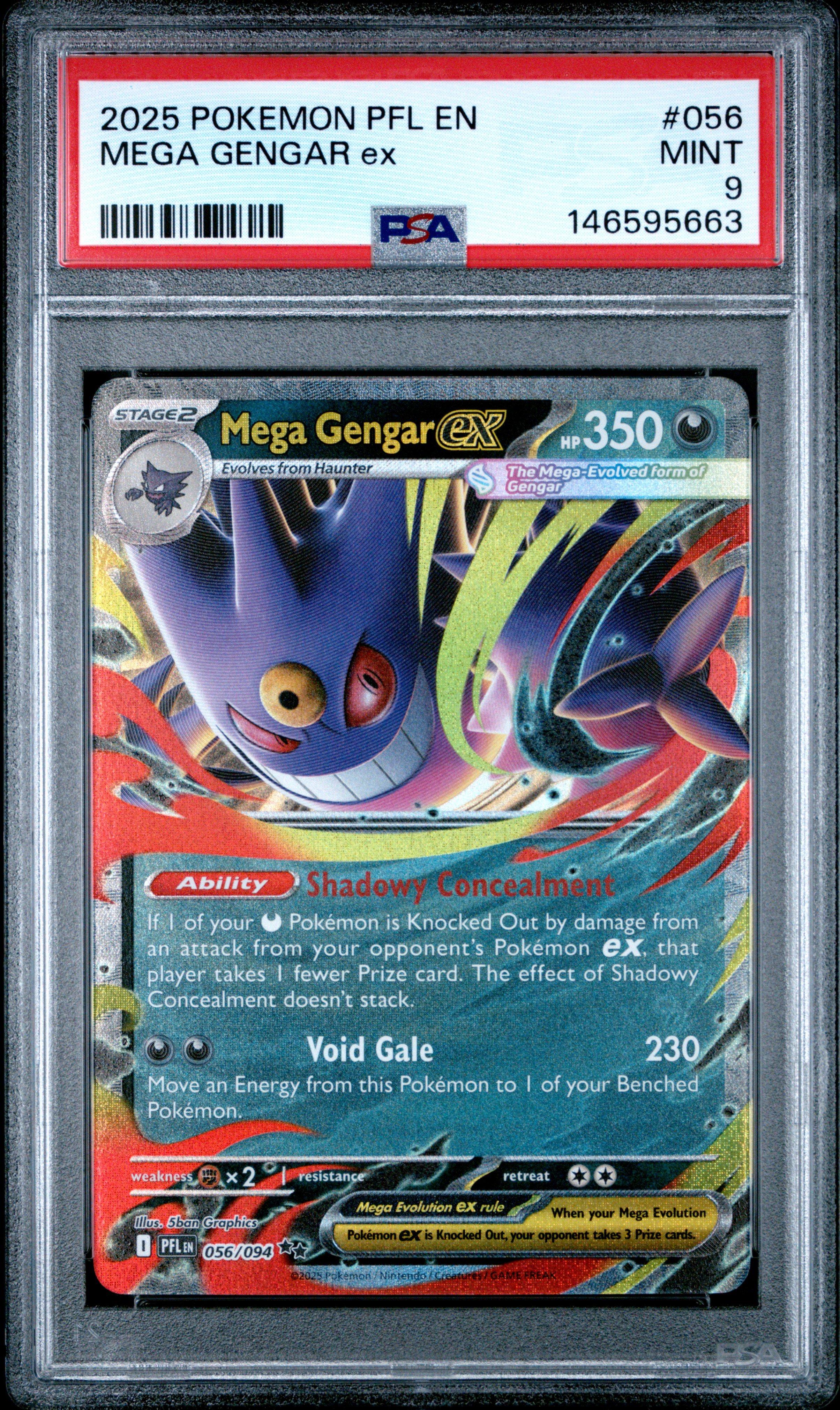 2025 Pokemon Pfl En-phantasmal Flames 056 Mega Gengar Ex PSA 9