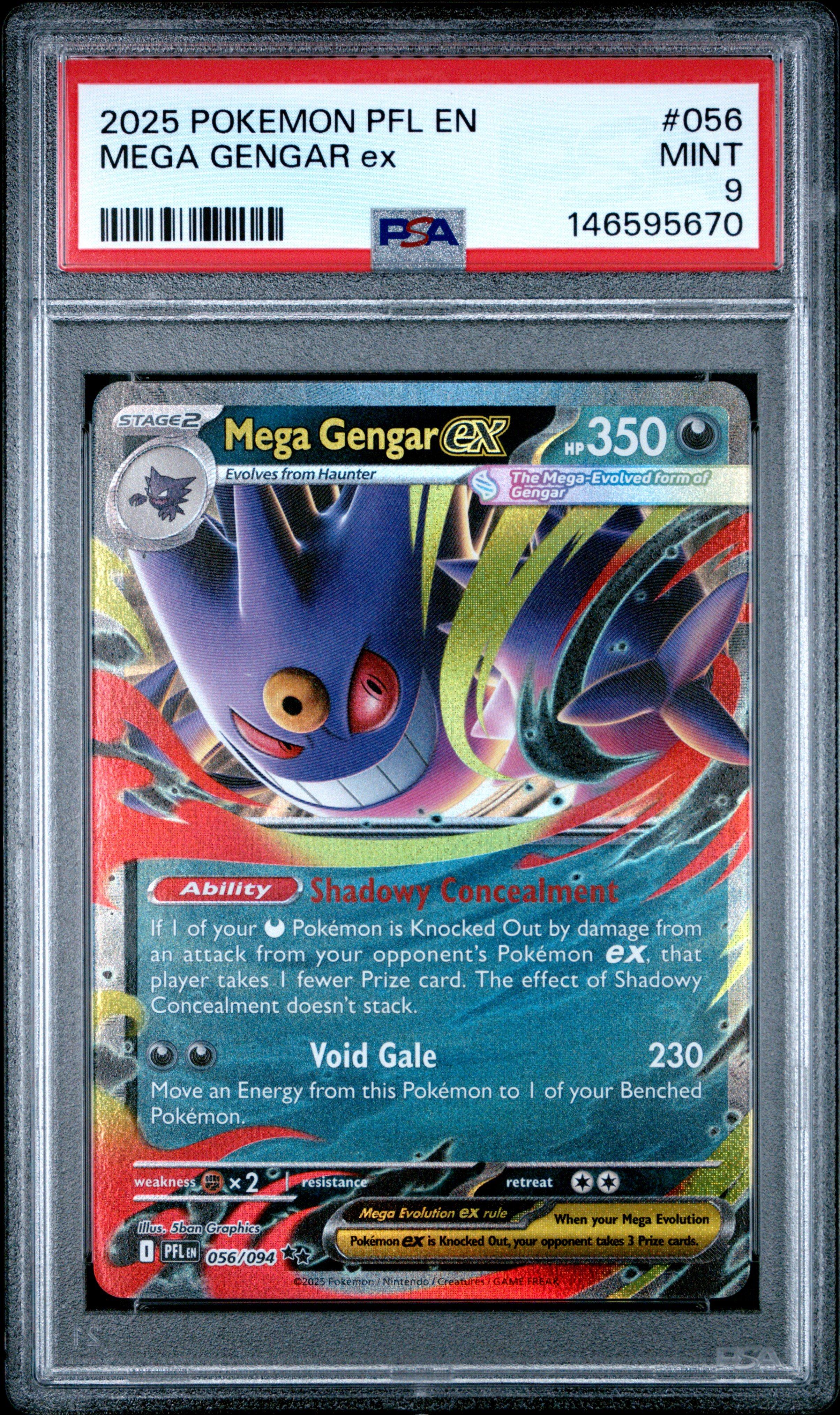 2025 Pokemon Pfl En-phantasmal Flames 056 Mega Gengar Ex PSA 9