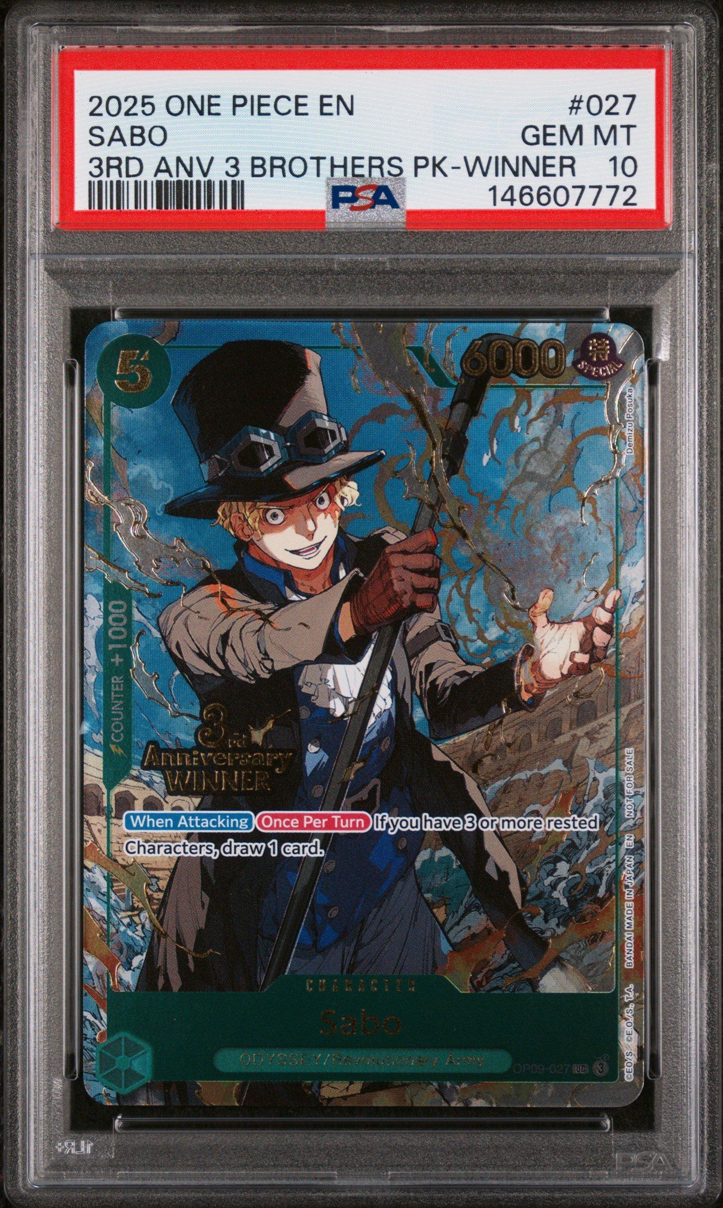 【ALL PSA10 / 10連番】3rd ANNIVERSARY SET 2025 One Piece 3rd Anniversary Tournament 3 Brothers Pack 027 Sabo