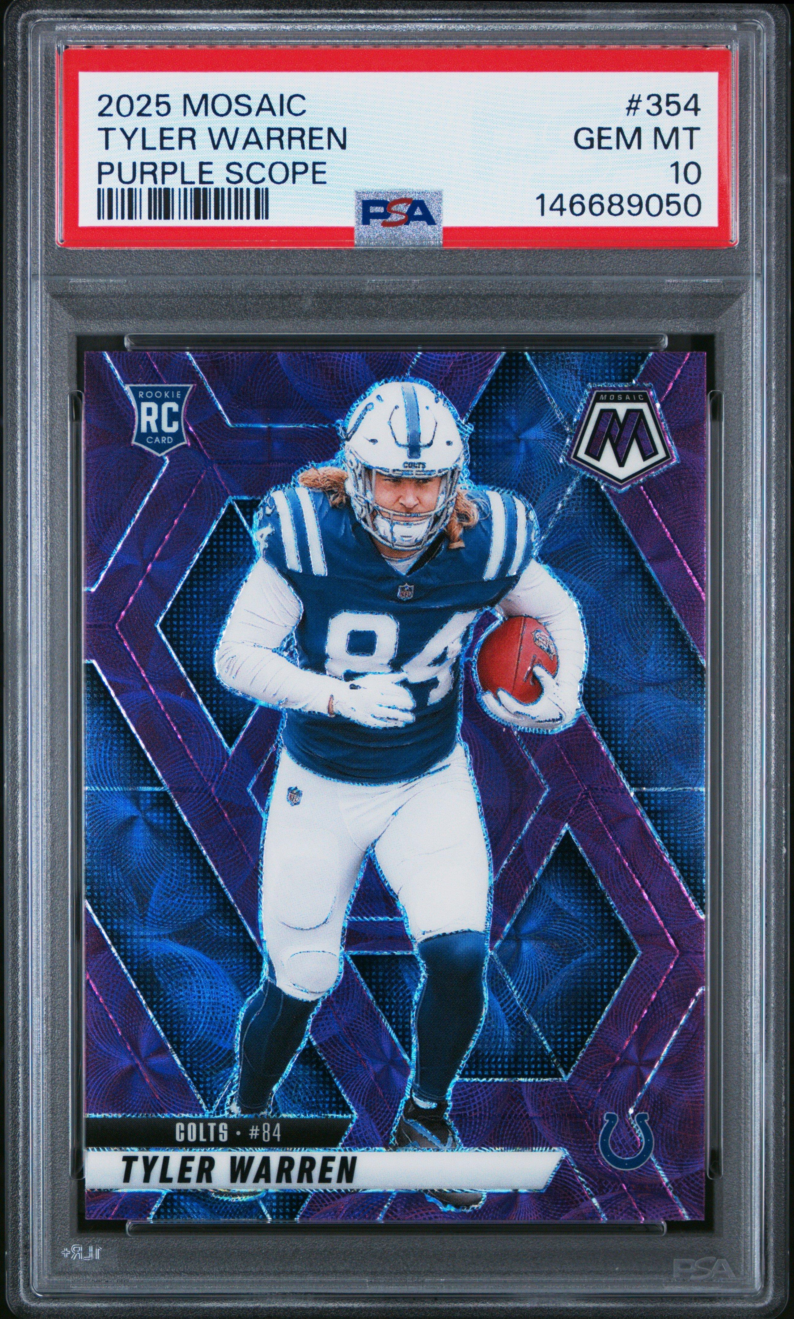 2025 Panini Mosaic 354 Tyler Warren Purple Scope PSA 10 Graded