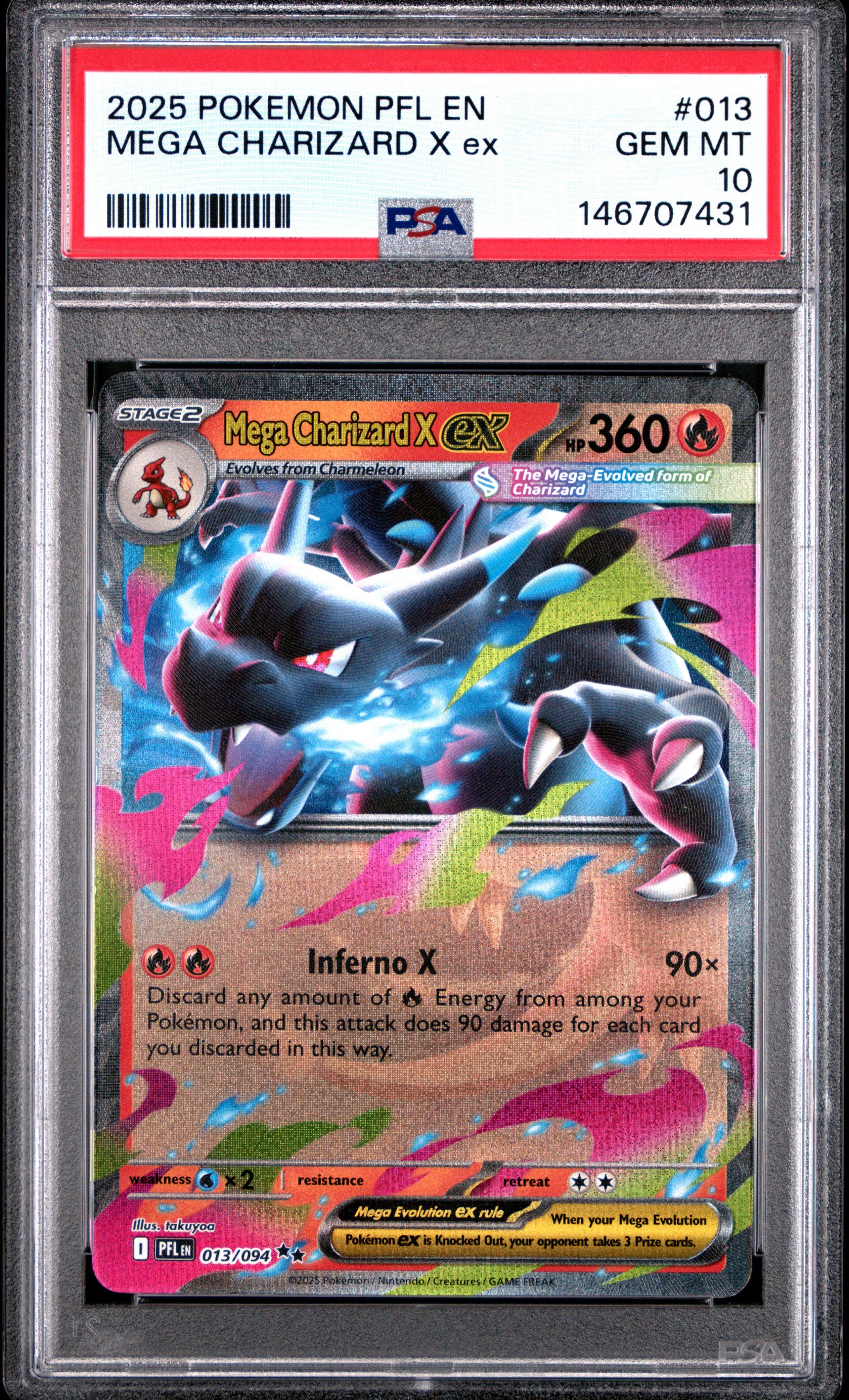 2025 Pokemon Pfl En-phantasmal Flames 013 Mega Charizard X Ex PSA