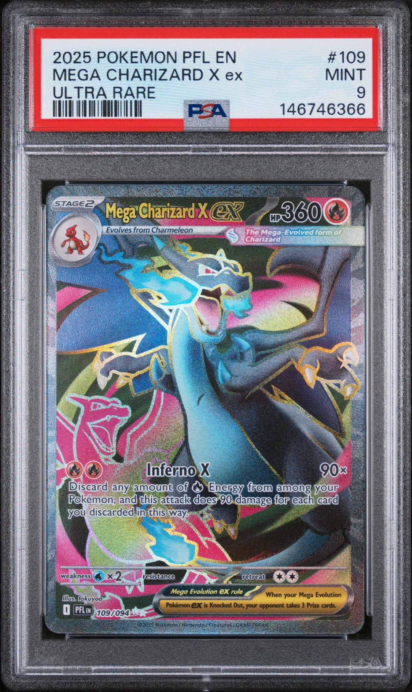 2025 Pokemon Pfl En-phantasmal Flames 109 Mega Charizard X Ex