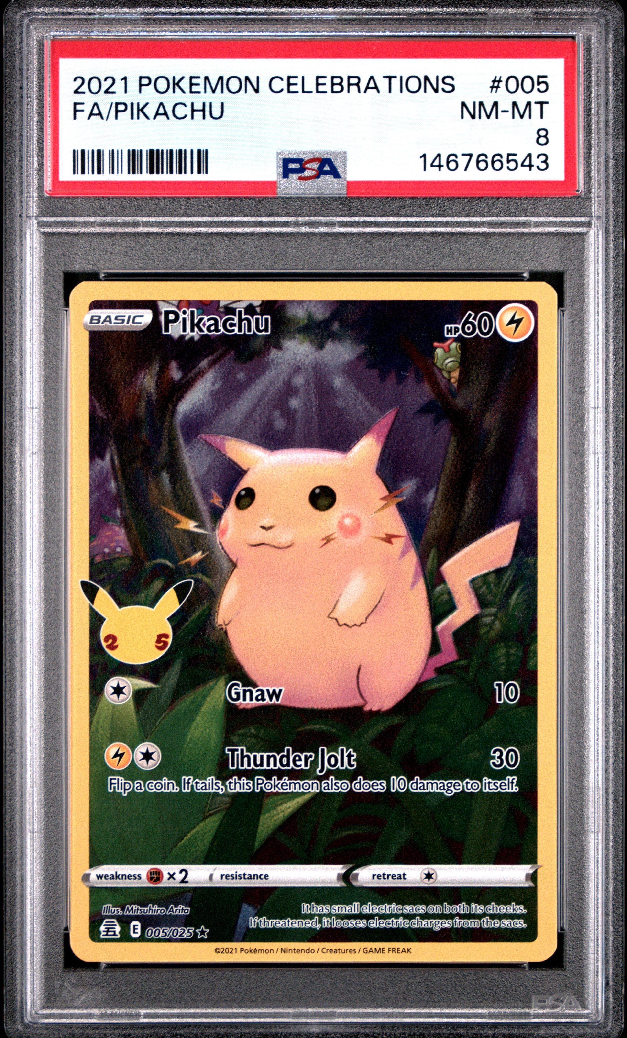 2021 Pokemon Celebrations 005 Full Art/pikachu PSA 8