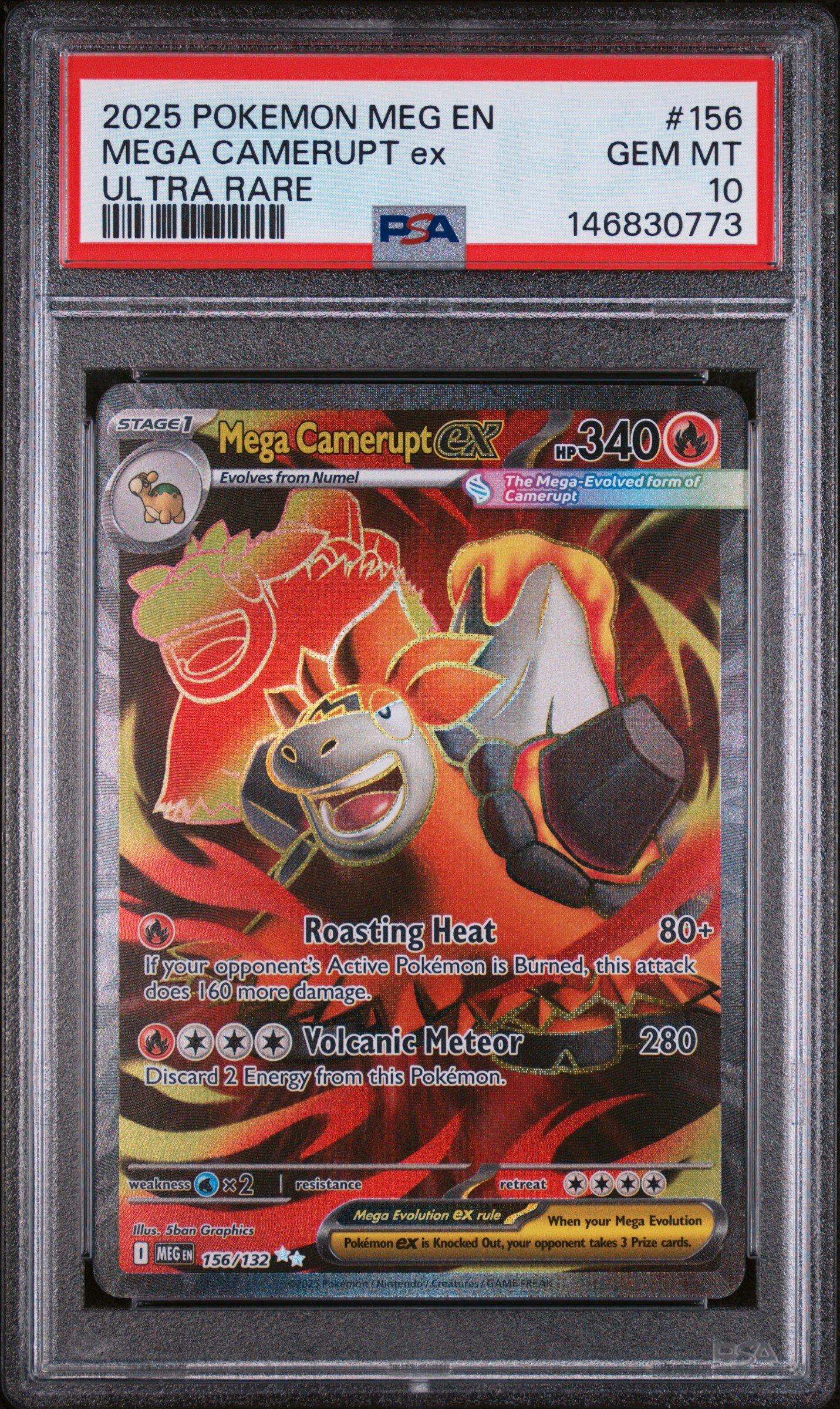 2025 Pokemon Meg En-mega Evolution 156 Mega Camerupt Ex Ultra Rare PSA