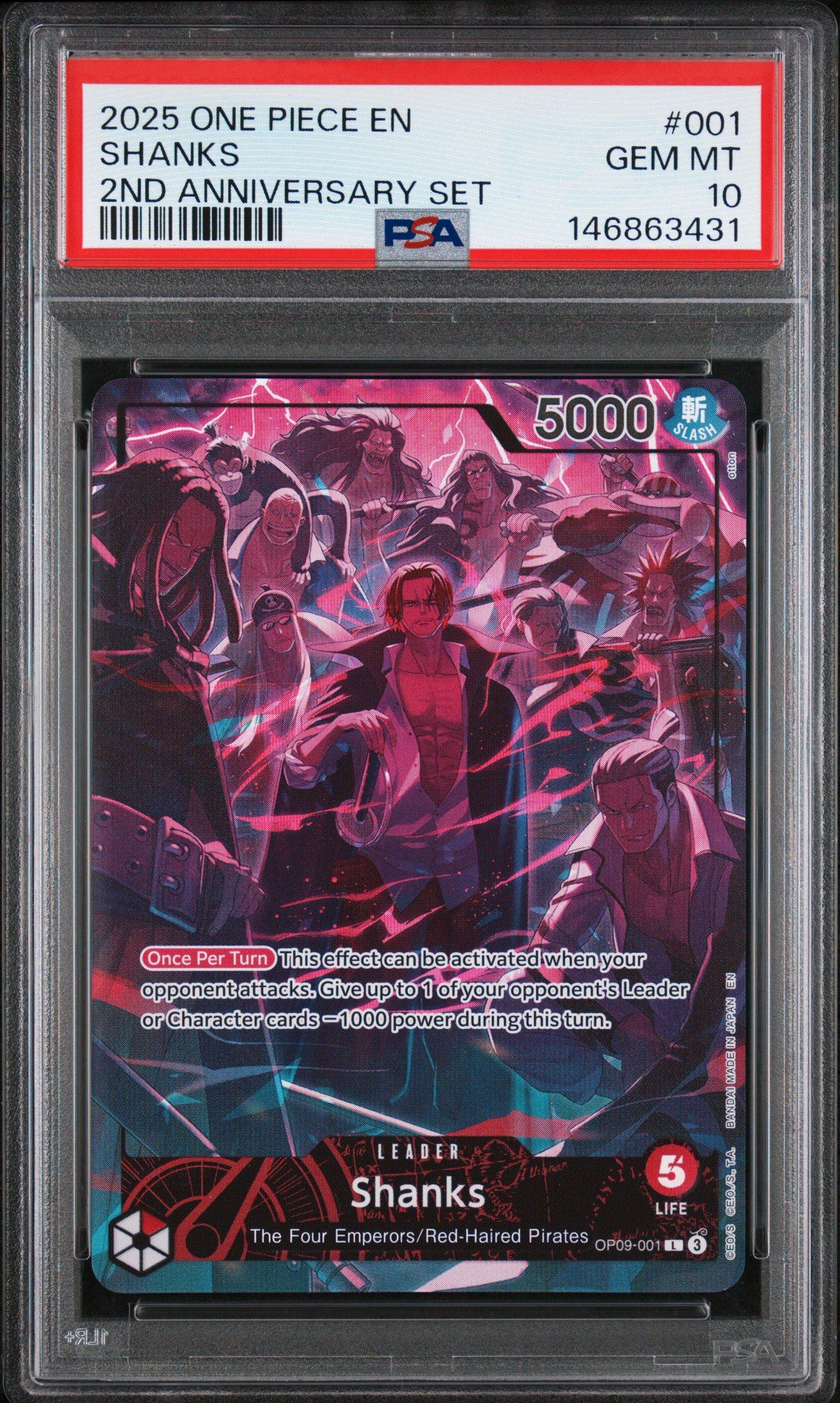 2025 One Piece English Version 2nd Anniversary Set 001 Shanks PSA