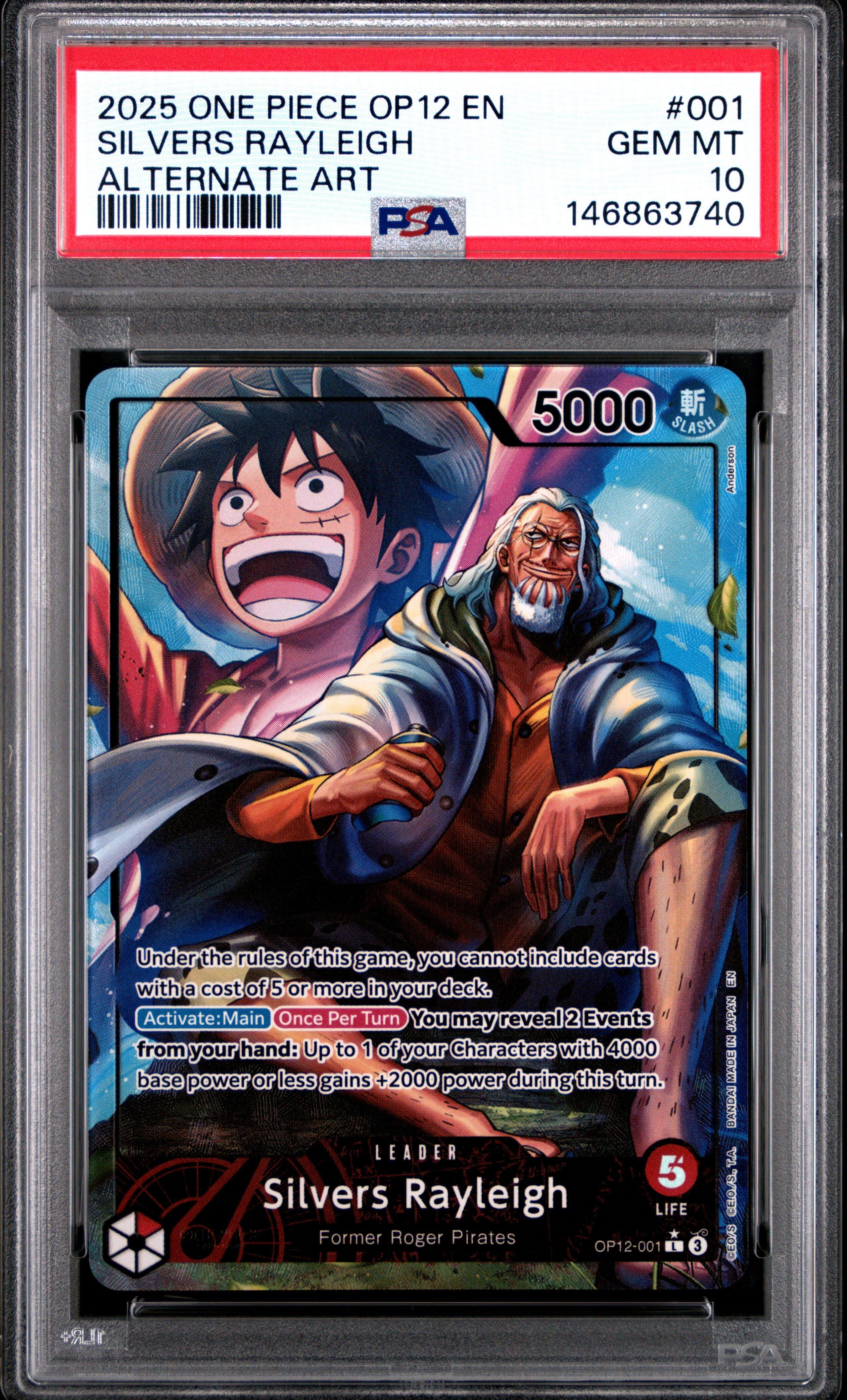 2025 One Piece Op12-legacy Of The Master 001 Silvers Rayleigh Alternate Art  PSA 10