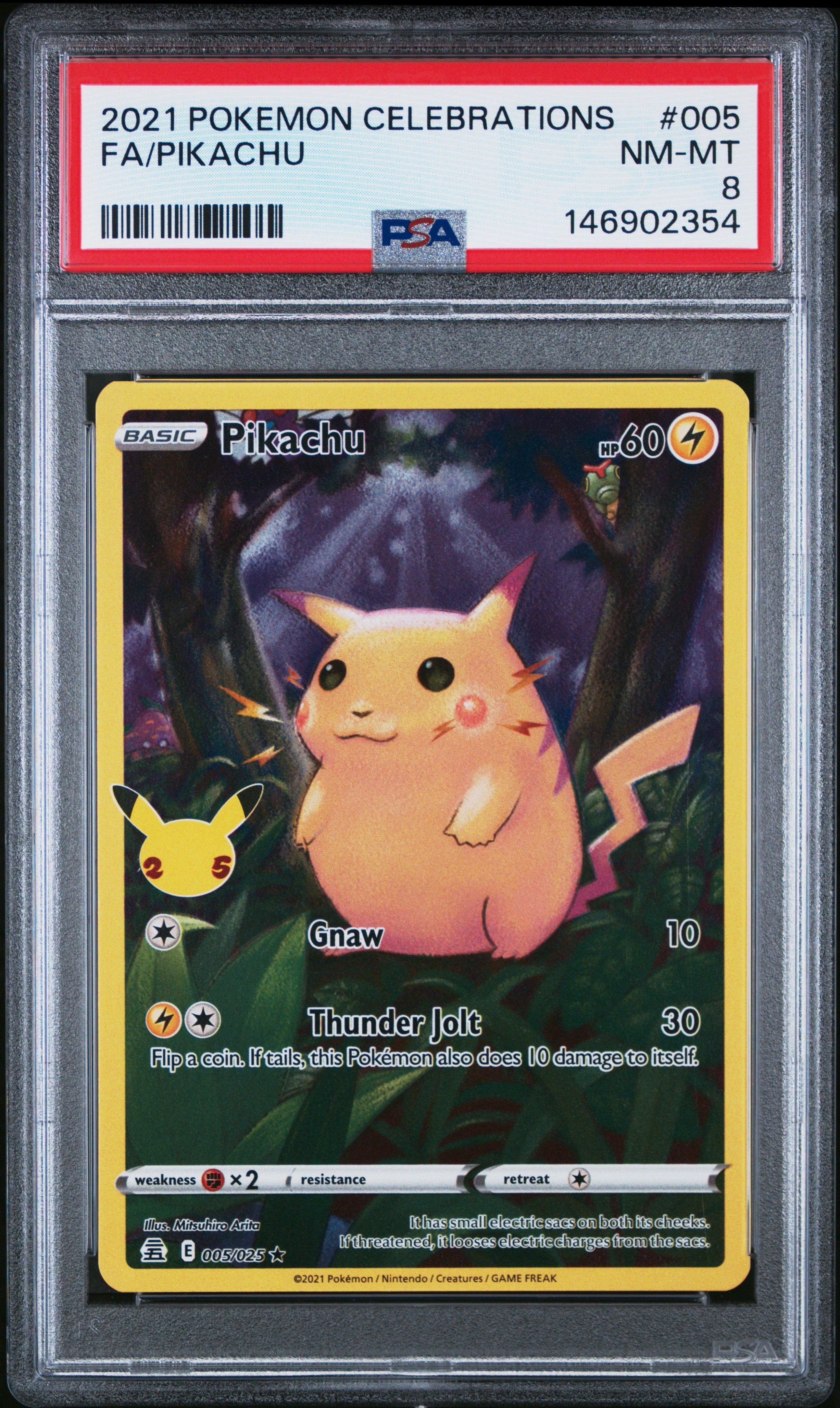 2021 Pokemon Celebrations 005 Full Art/pikachu PSA 8 Graded Card
