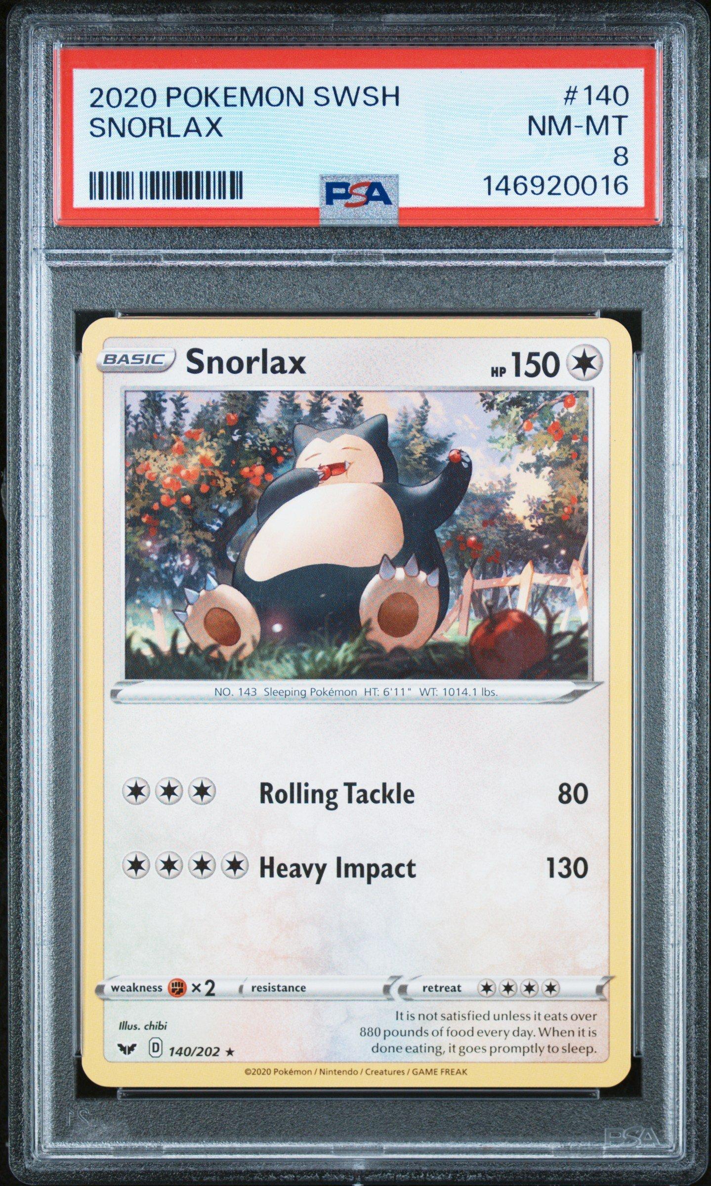 2020 Pokemon Sword & Shield 140 Snorlax PSA 8