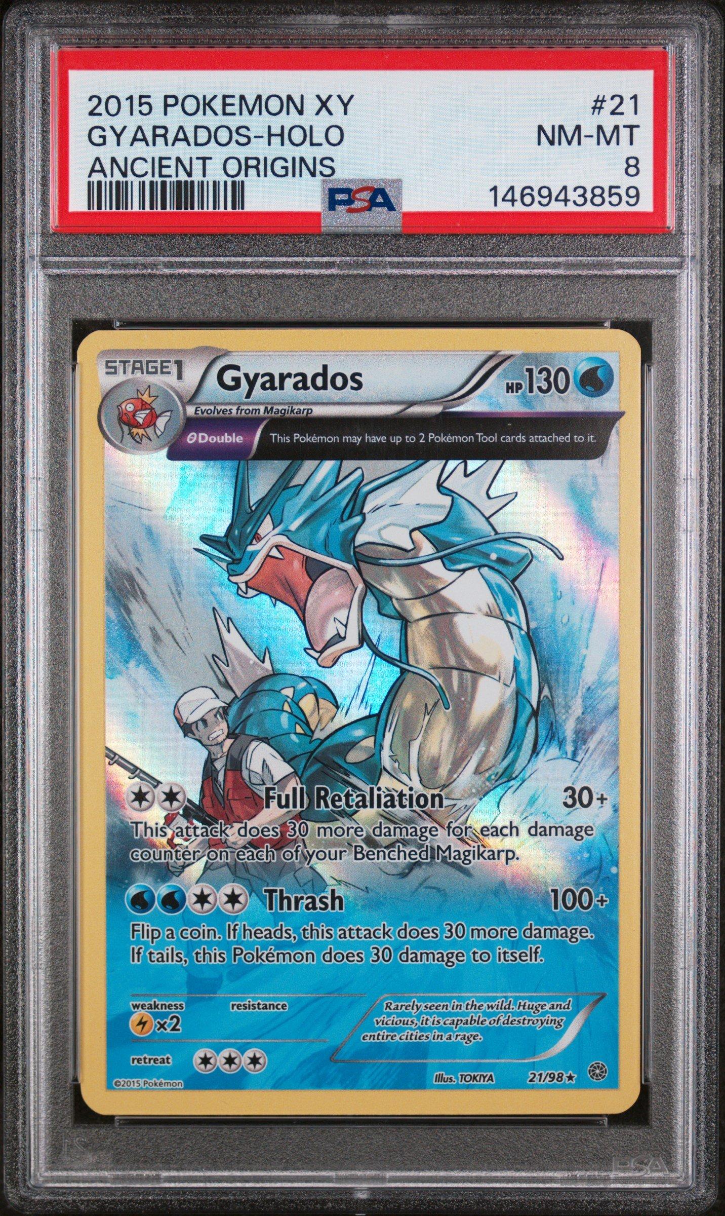 2015 Pokemon Xy Ancient Origins 21 Gyarados-holo PSA 8 Graded Card
