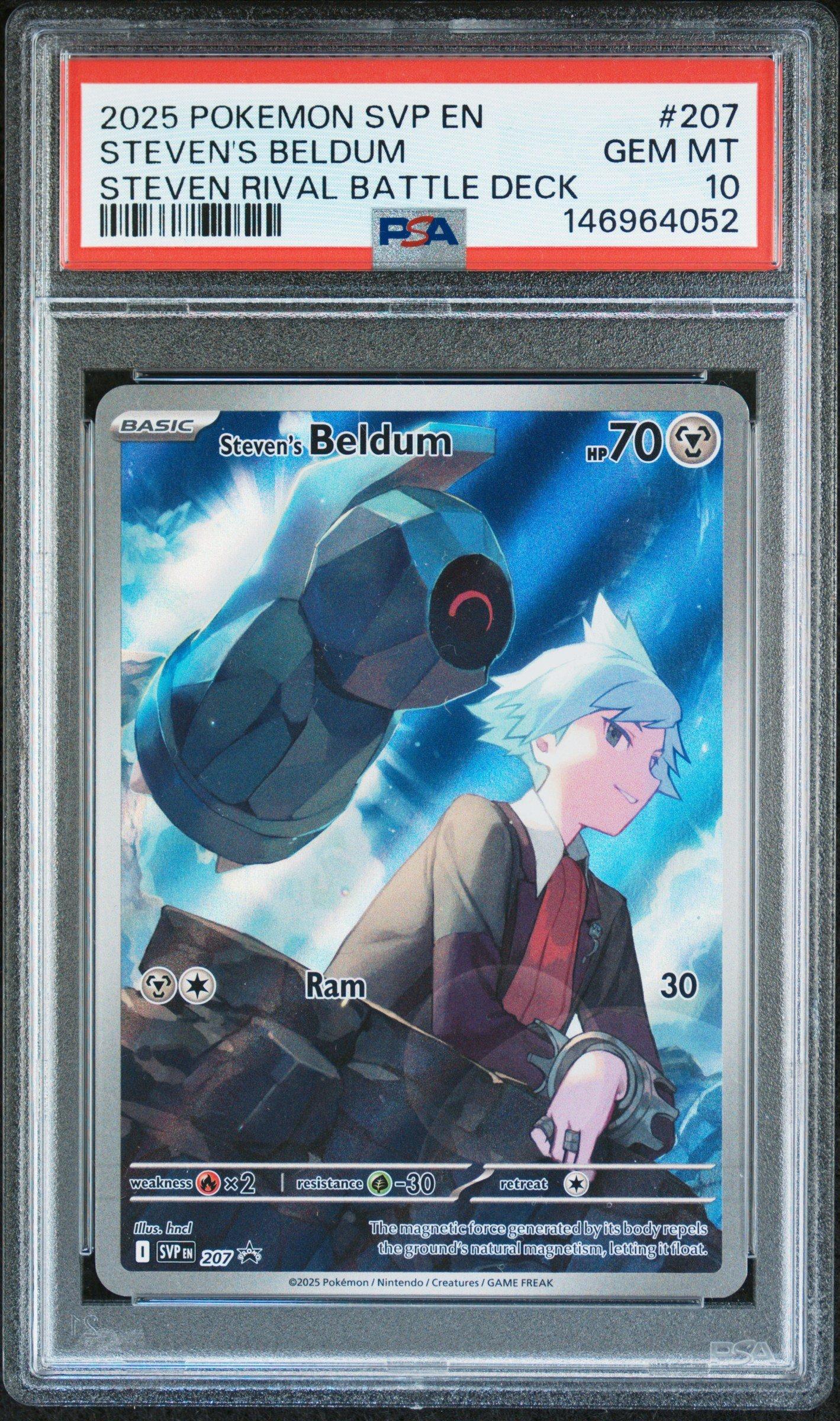2025 Pokemon SVP Black Star Promo 207 Stevens Beldum Steven Rival Battle Deck PSA 10