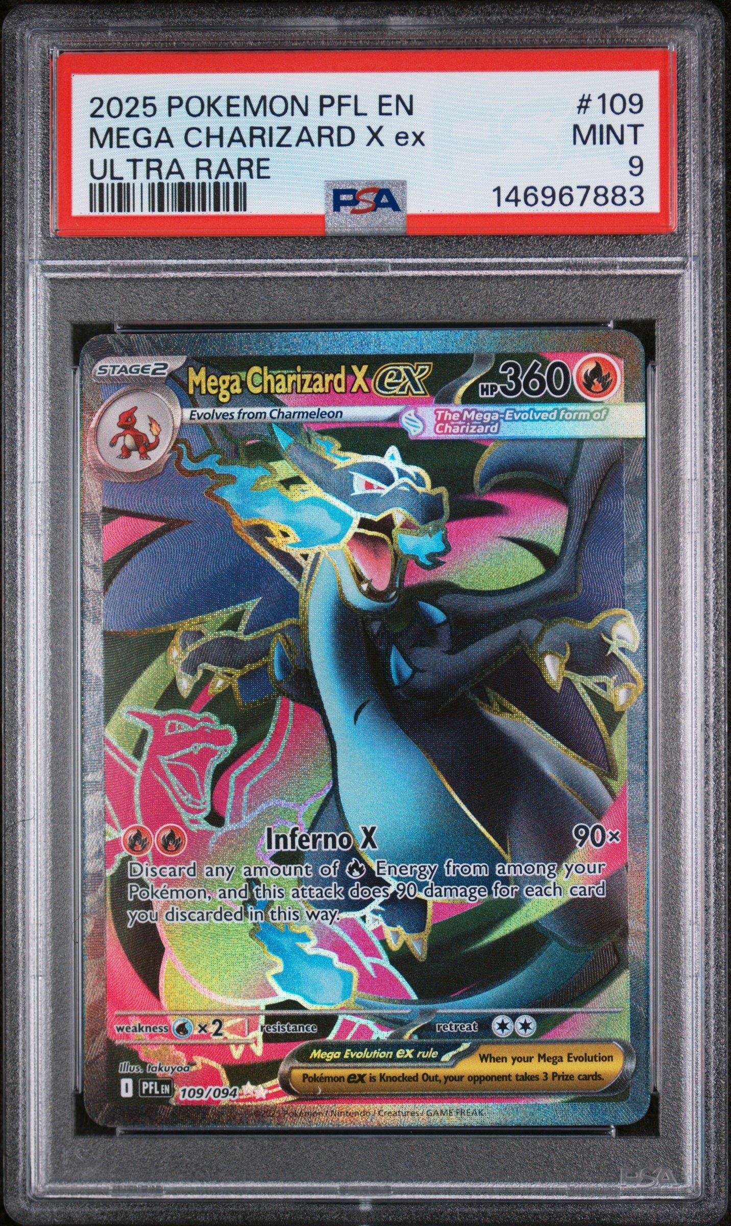 2025 Pokemon Pfl En-phantasmal Flames 109 Mega Charizard X Ex
