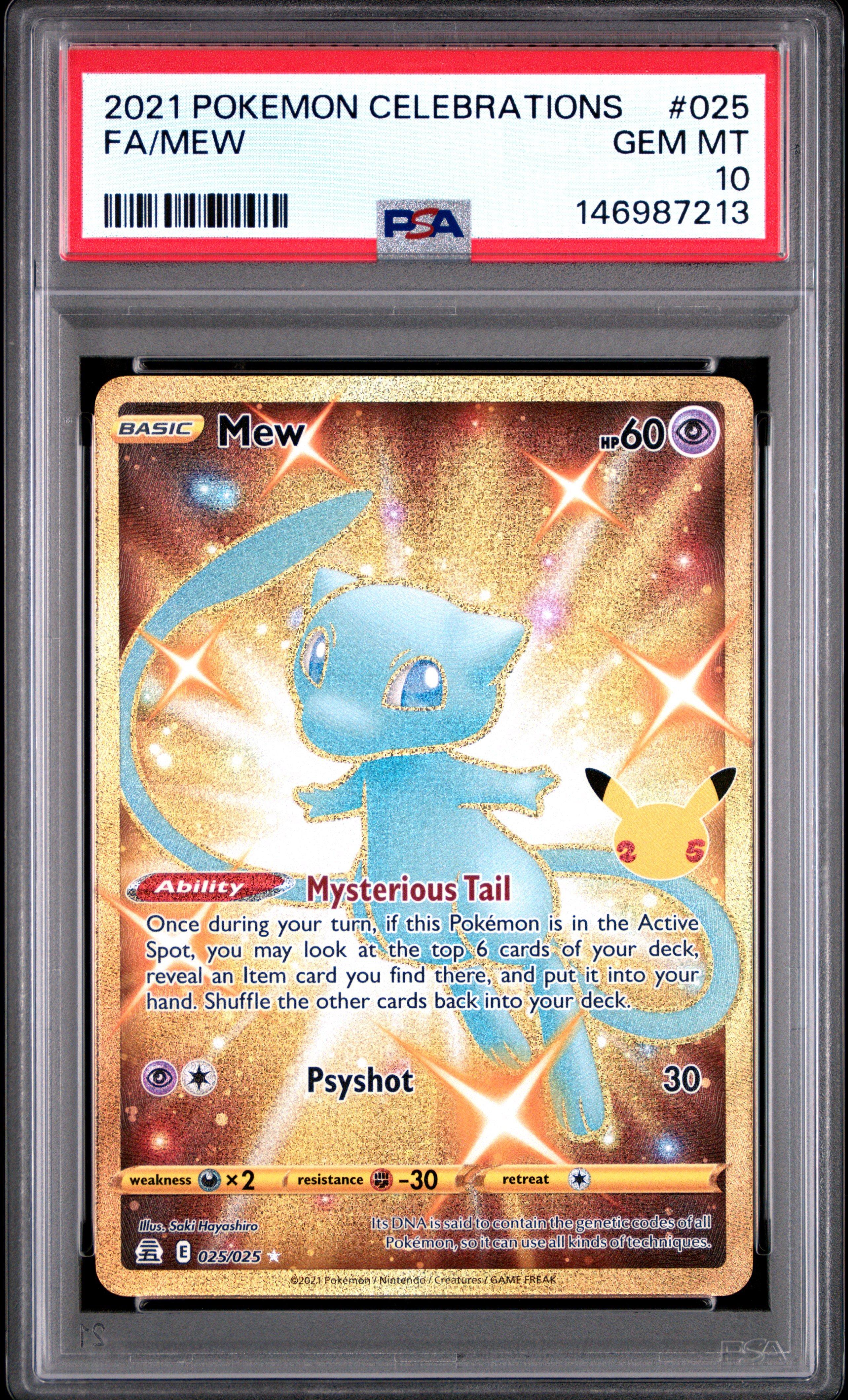 2021 Pokemon Celebrations 025 Full Art/mew PSA 10 Graded Card