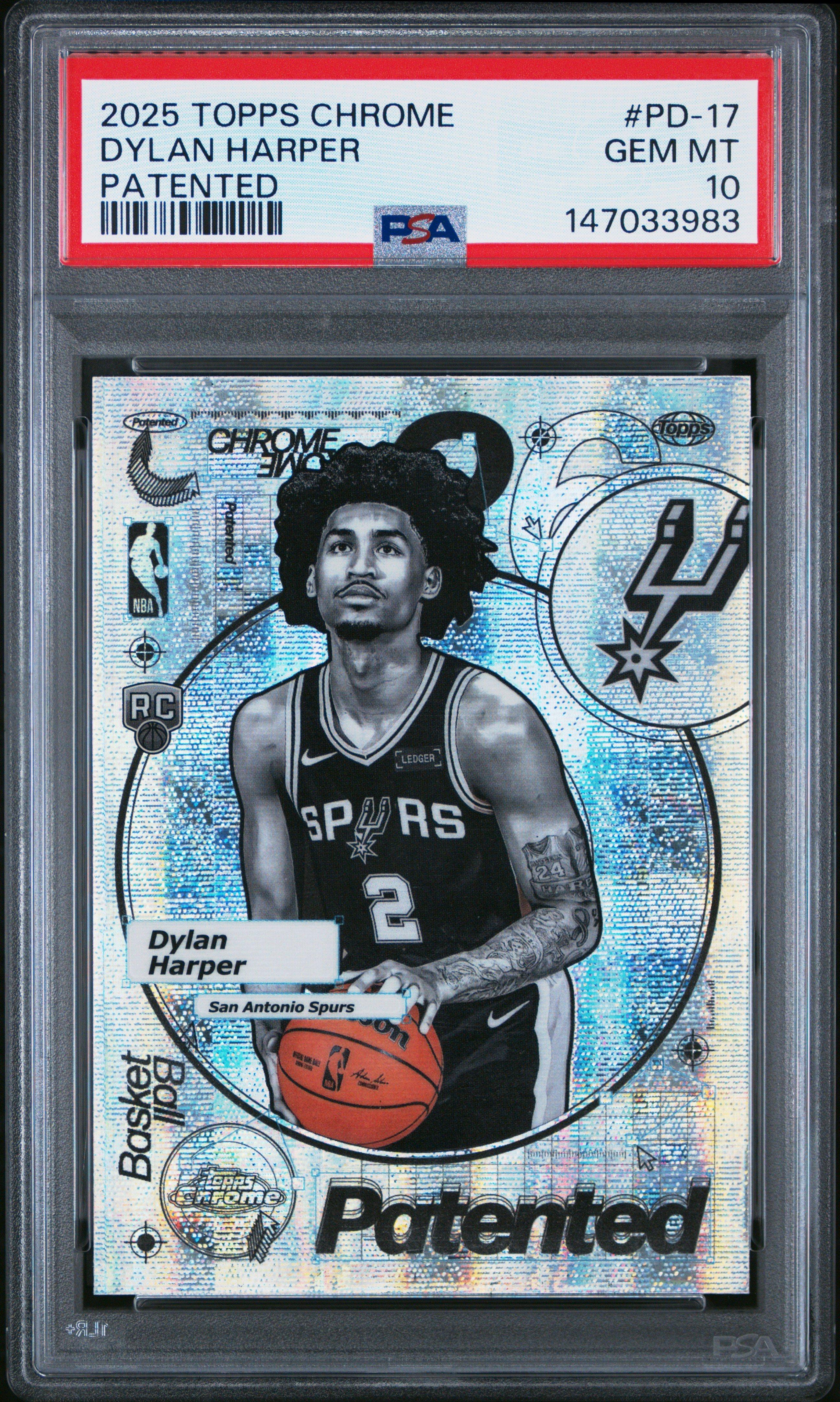 2025 Topps Chrome Patented Pd-17 Dylan Harper PSA 10 Graded Card 