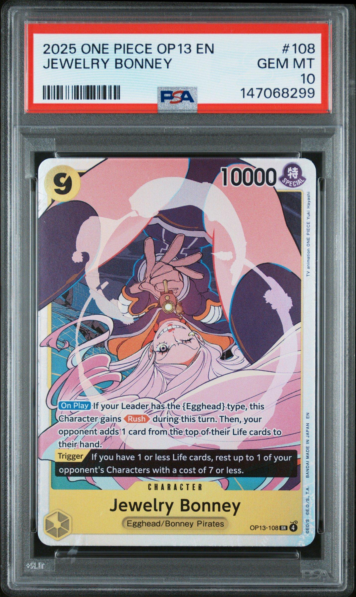 ワンピース カードゲーム 2025 ONE PIECE DON!! CARD PSA10 Bonney 2025 One Piece Op13-carrying On His Will 108 Jewelry Bonney PSA 10