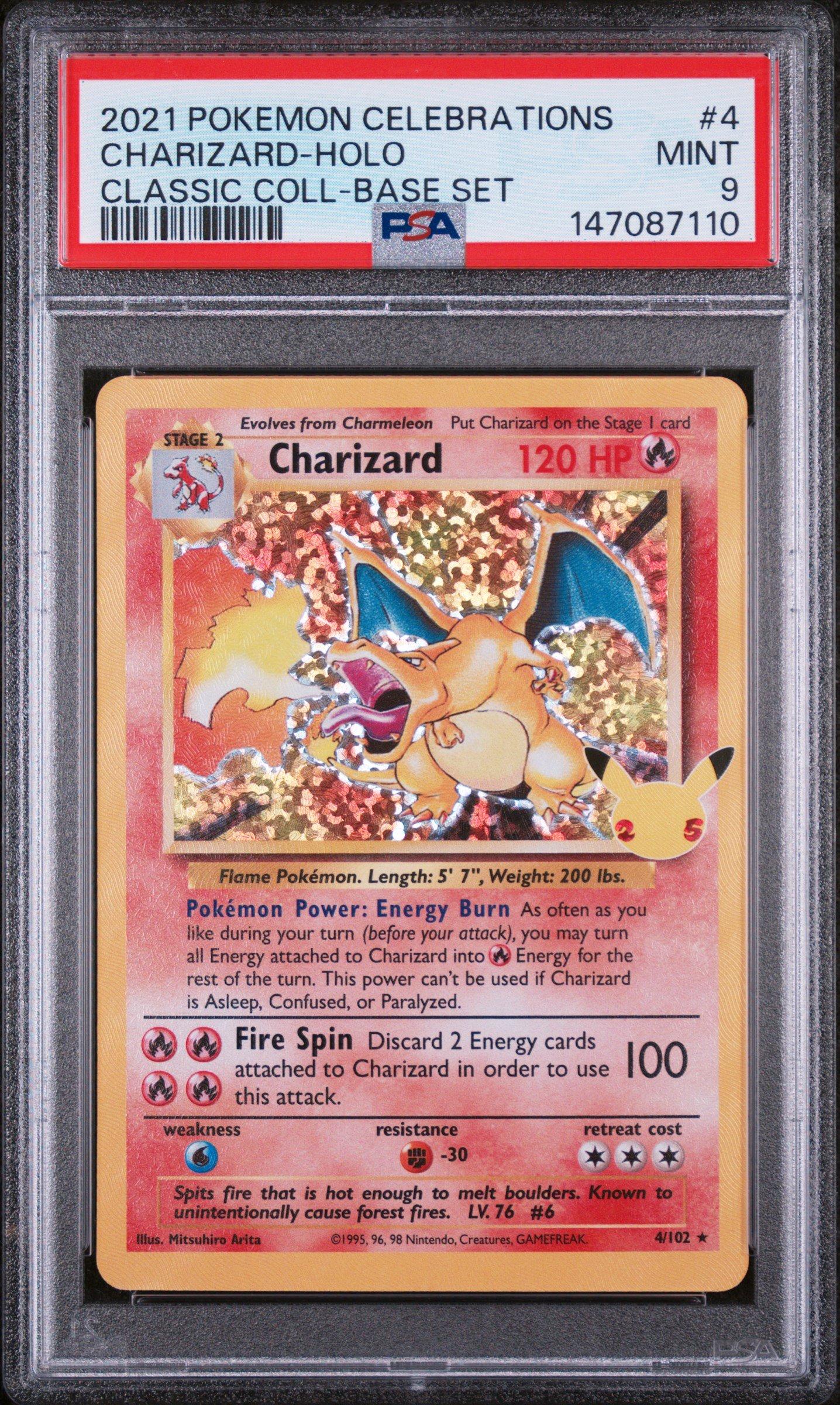 pokemon celebrations charizard card price 2021 - Holo #4 - Classic Collection Celebrate the incredible history of the TCG hobby by adding this Charizard 2021 Pokemon Celebrations Classic Collection #4 PSA Authenticated 10 Card to your vault THIS is why we open