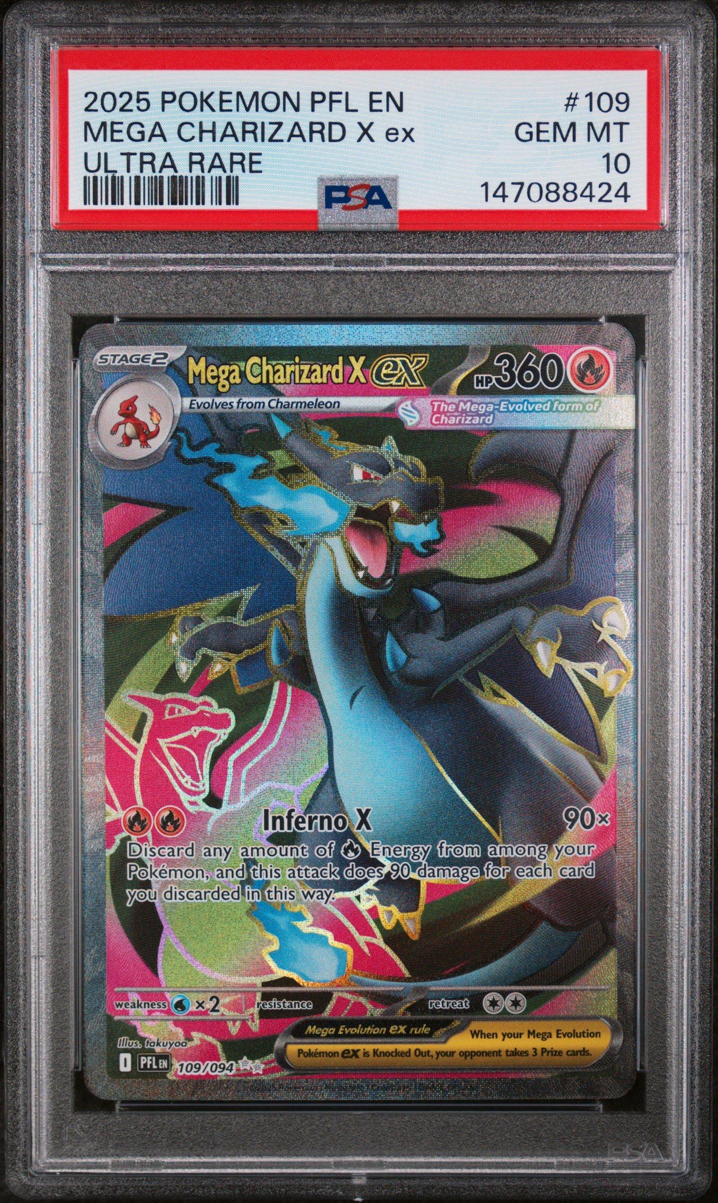 2025 ポケモン メガルチャブル　PSA10 2025 Pokemon Pfl En-phantasmal Flames 109 Mega Charizard X Ex