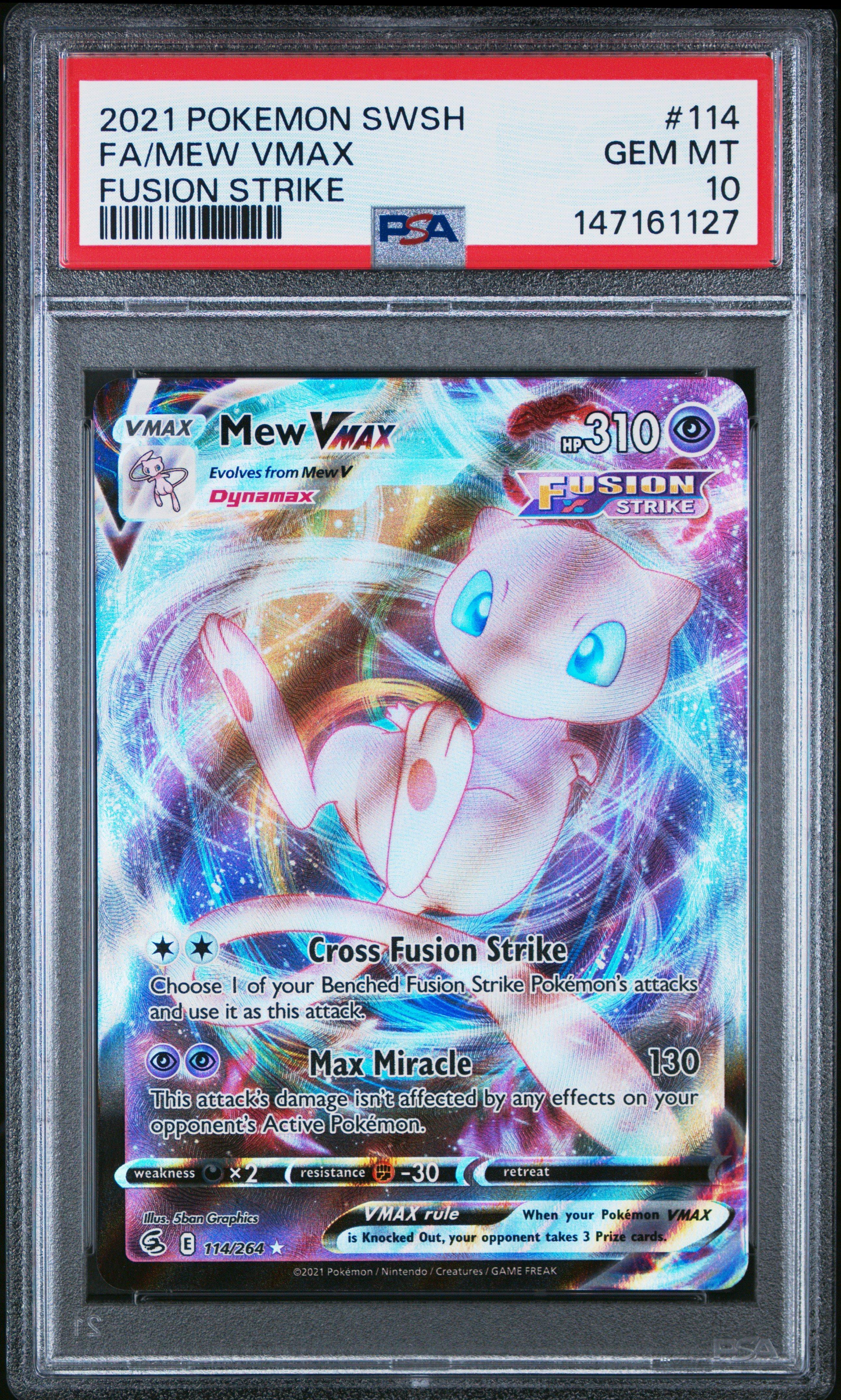 2021 Pokemon Sword & Shield Fusion Strike 114 Full Art/mew Vmax