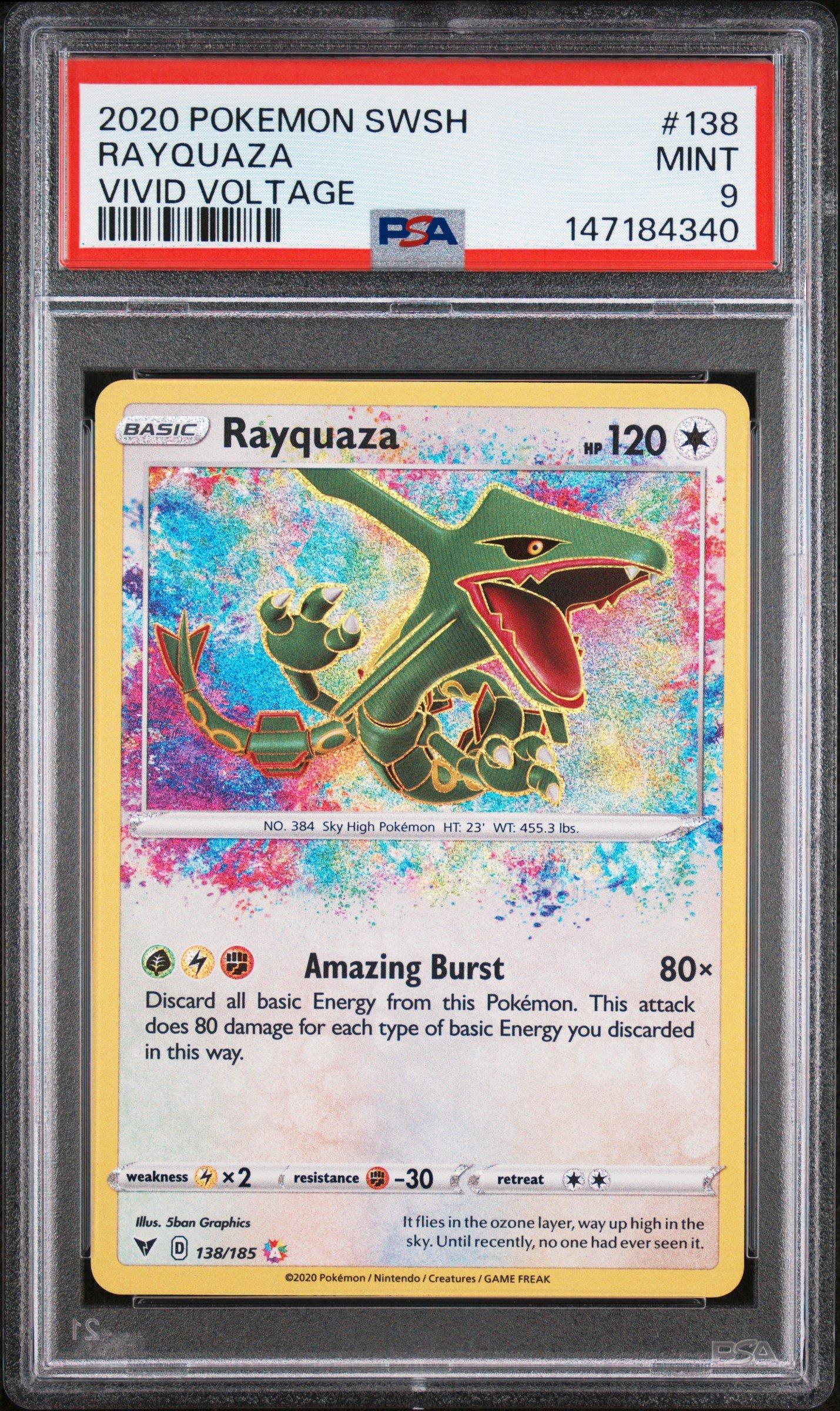2020 Pokemon Sword & Shield Vivid Voltage 138 Rayquaza PSA 9
