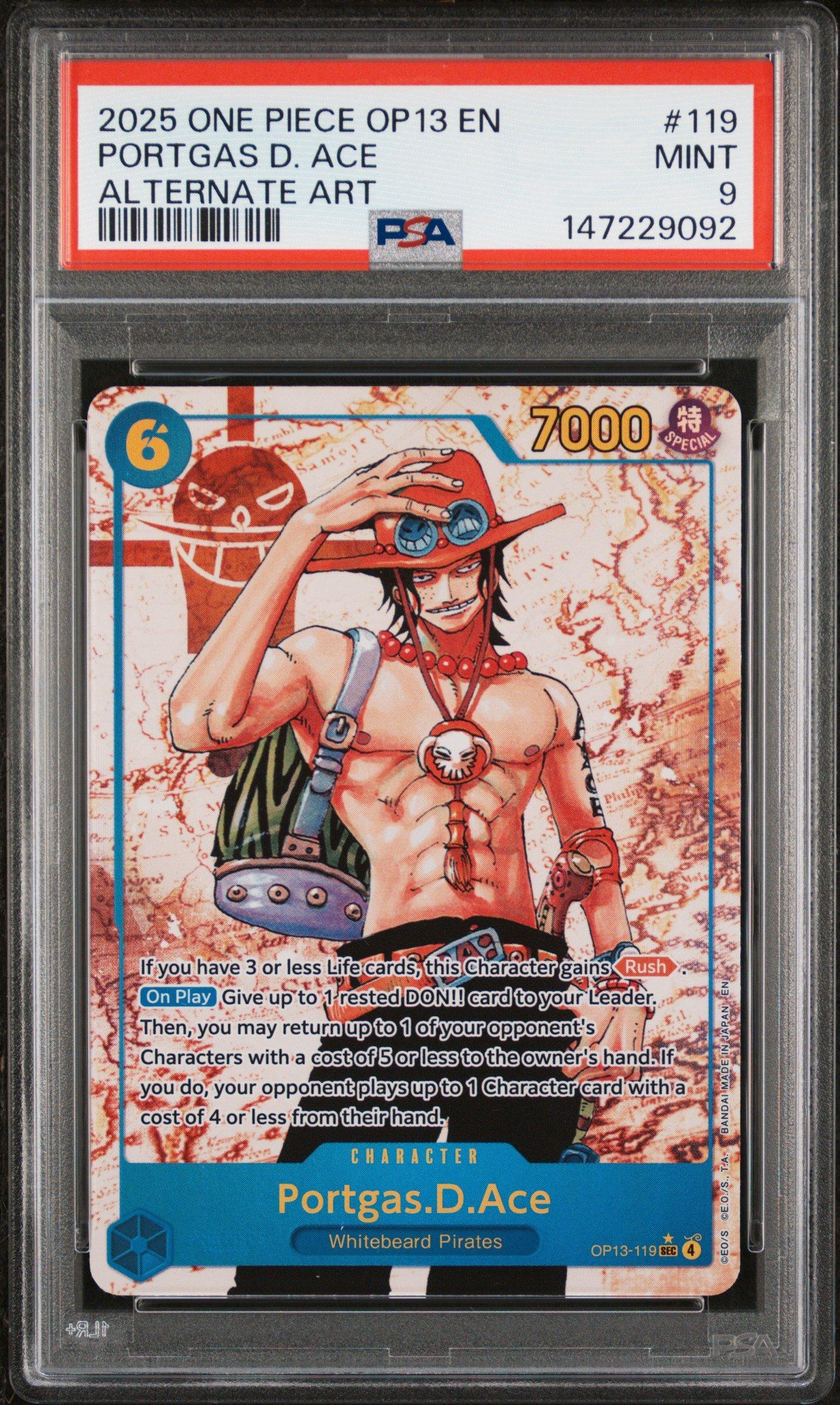 ONE PIECE OP13 ポートガス・D・エース PSA9 2025 One Piece Op13-carrying On His Will 119 Portgas D. Ace