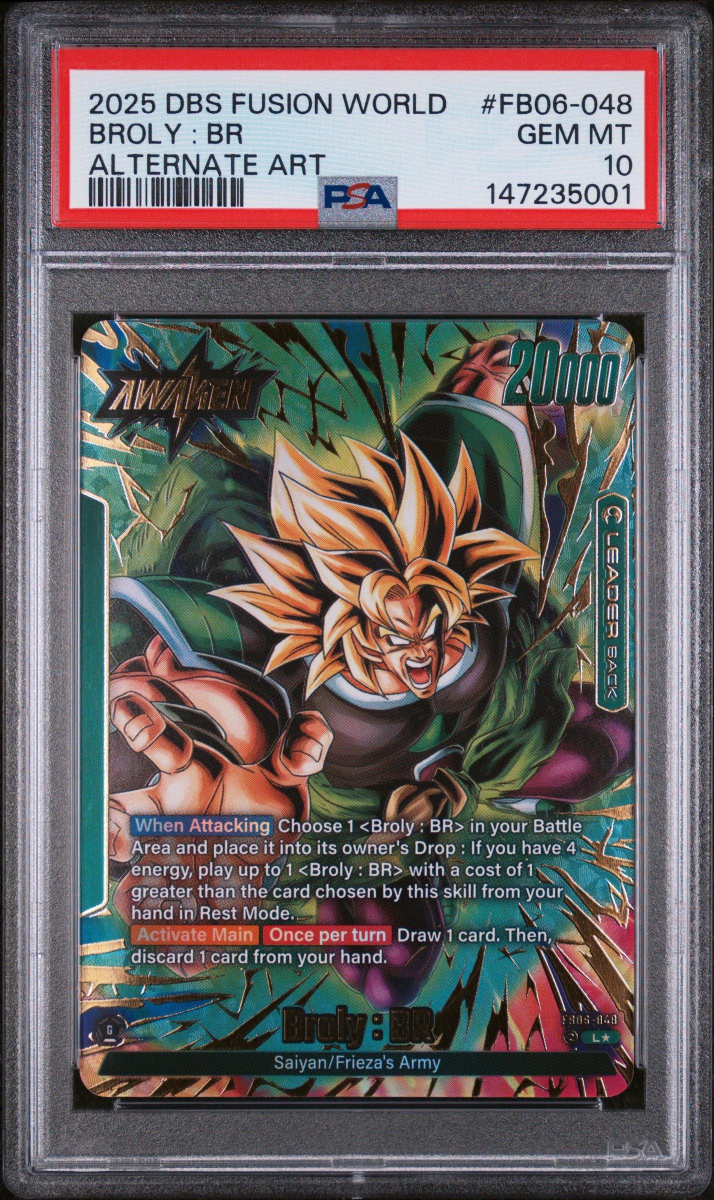 2025 Dragon Ball Super Card Game Fusion World Rivals Clash Fb06-048 Broly : Br Alternate Art PSA 10