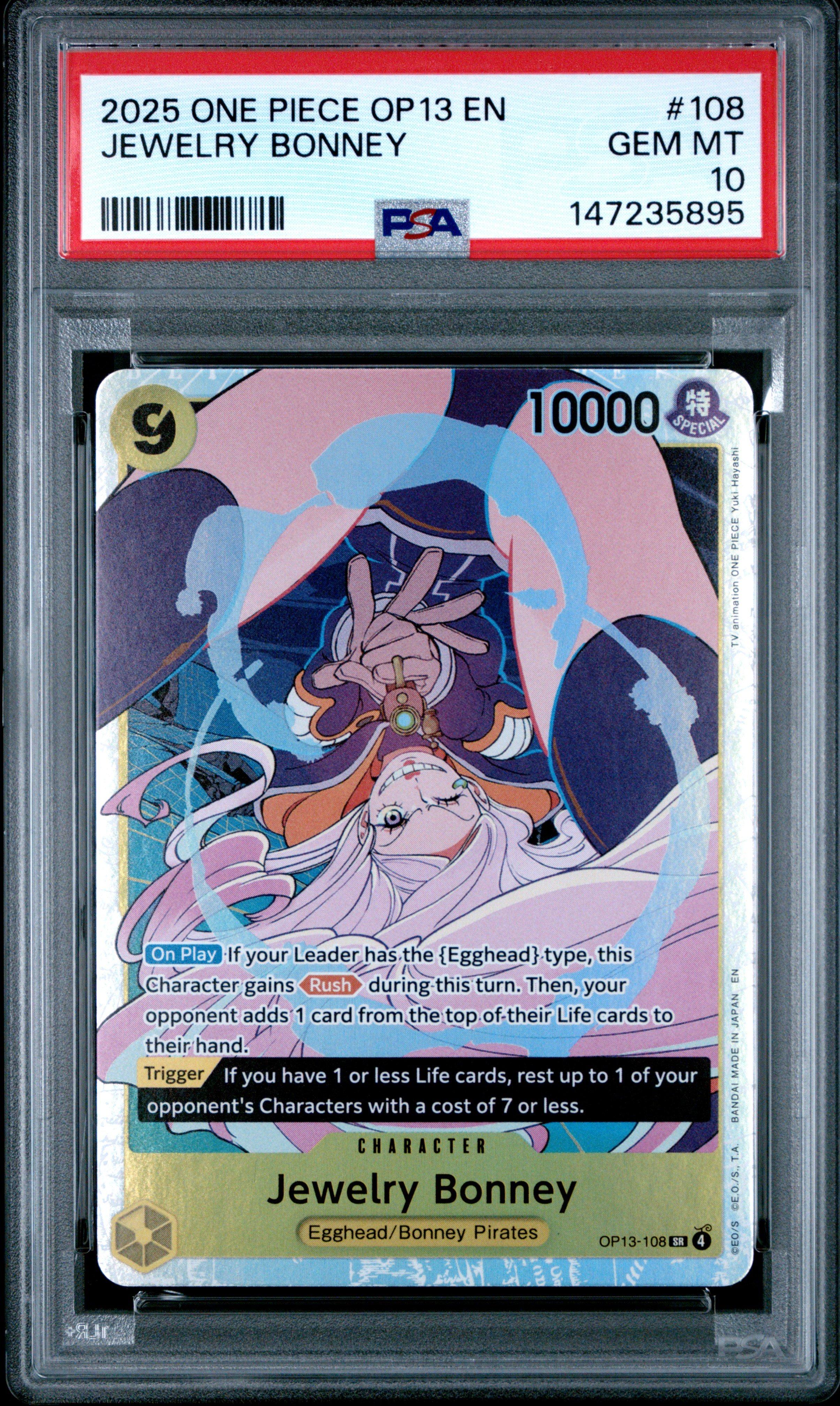 2025 ワンピース BONNEY-GOLD DON!! CARD PSA10 2025 One Piece Op13-carrying On His Will 108 Jewelry Bonney PSA 10