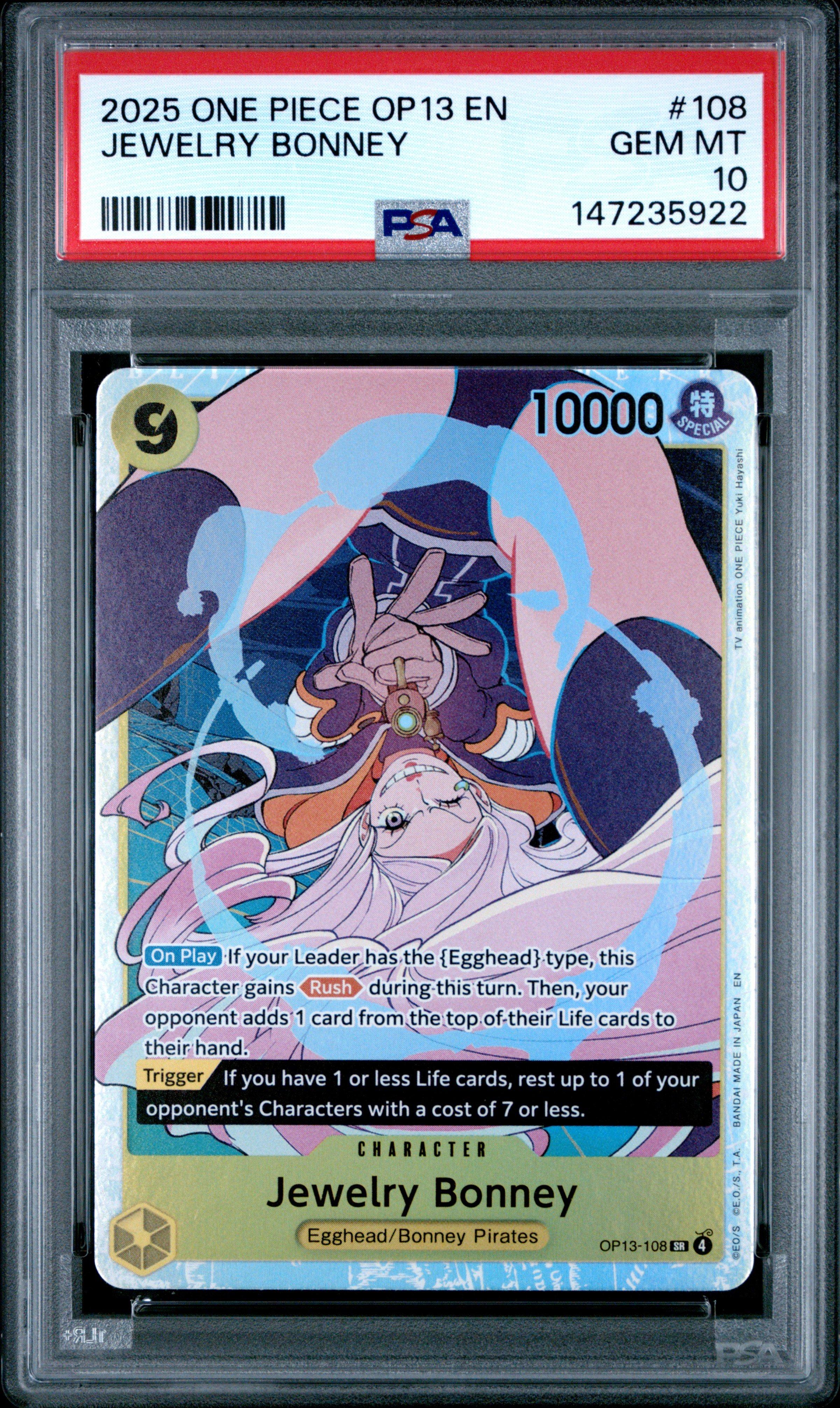 ONE PIECE JEWELRY BONNEY ボニーSP psa10 2025 One Piece Op13-carrying On His Will 108 Jewelry Bonney PSA 10