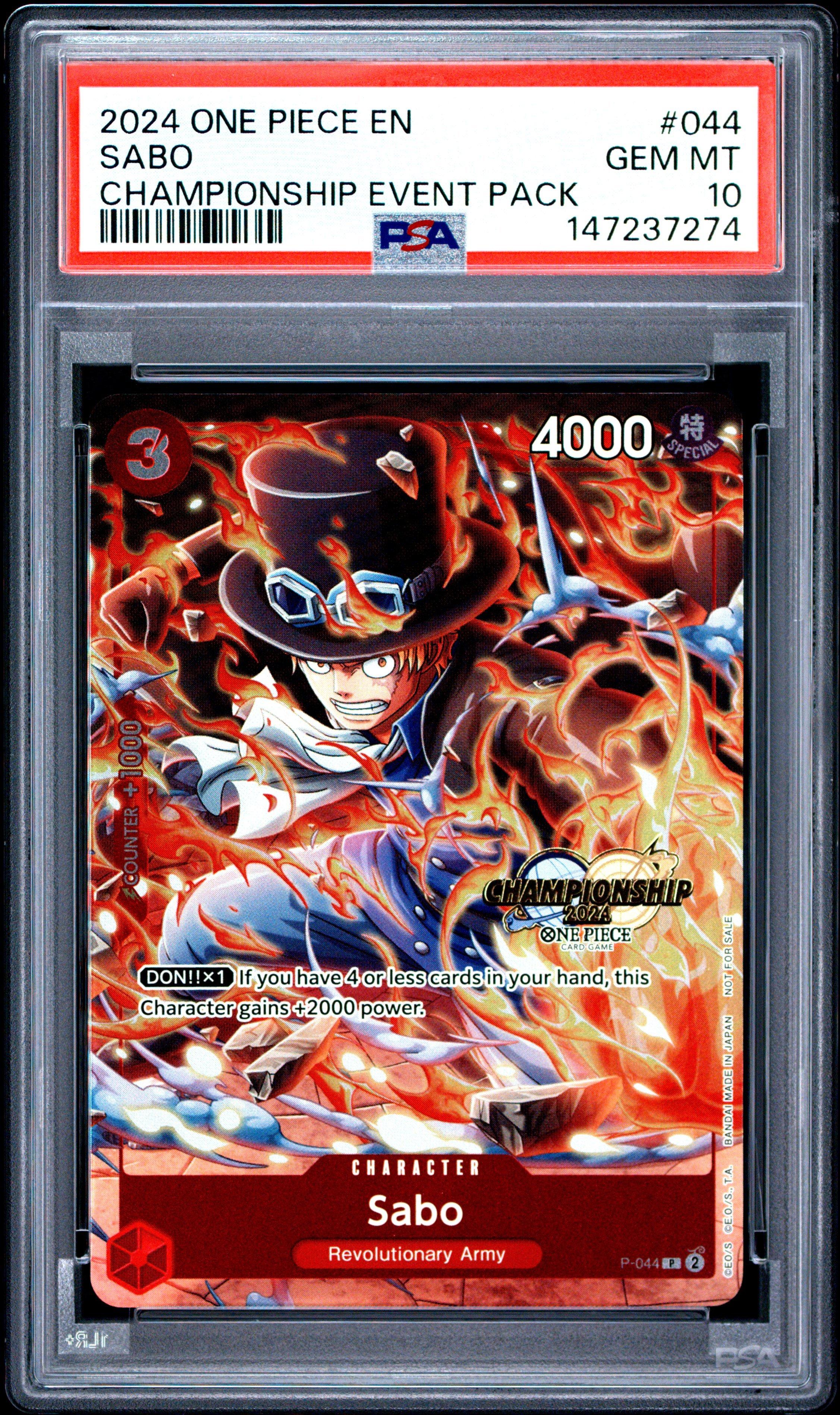 2024 One Piece Championship 2024 Event Pack 044 Sabo PSA 10 Graded