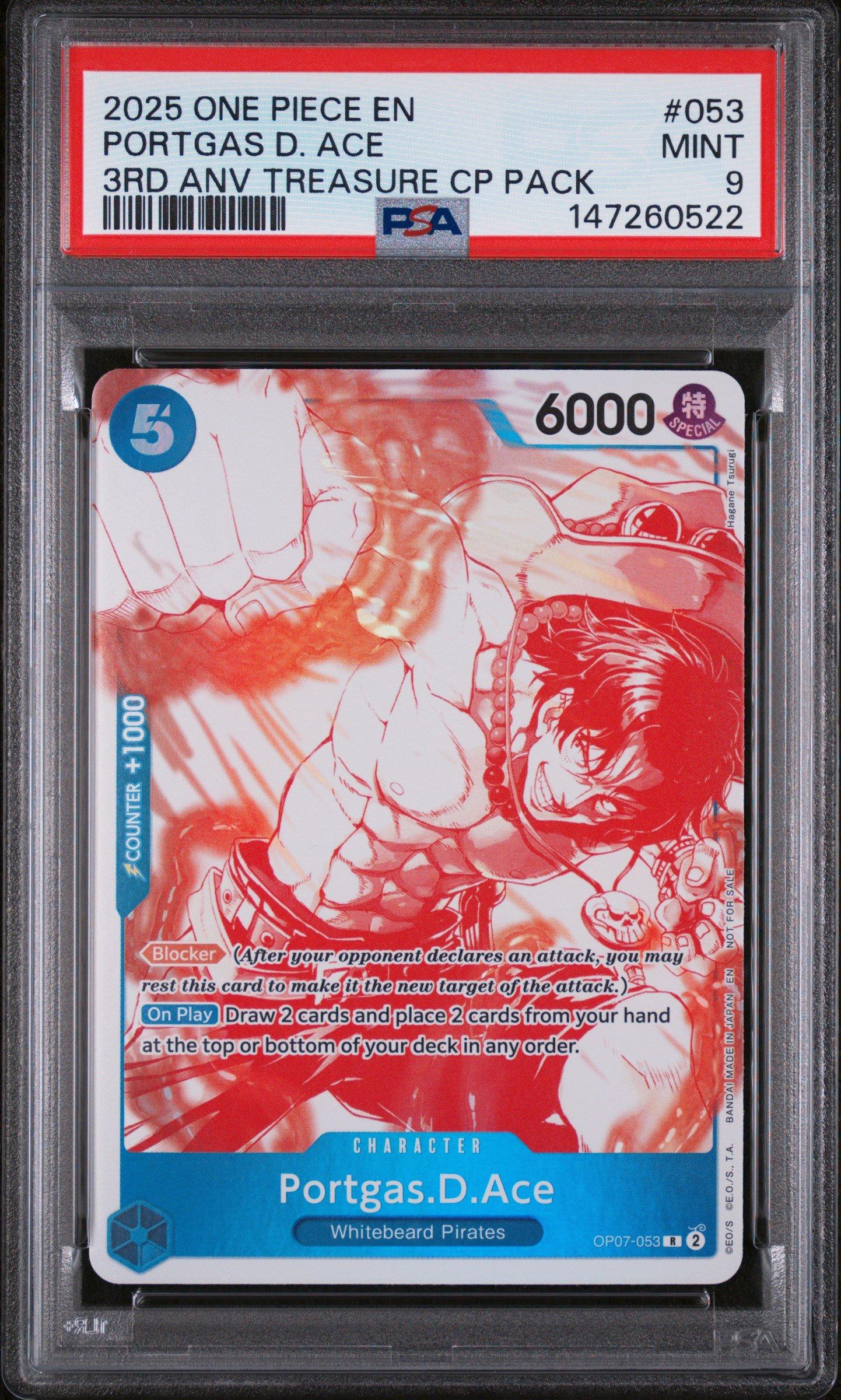 エース　3rdアニバーサリーセット　psa9 2025 One Piece 3rd Anniversary! One Piece Card Treasure Campaign