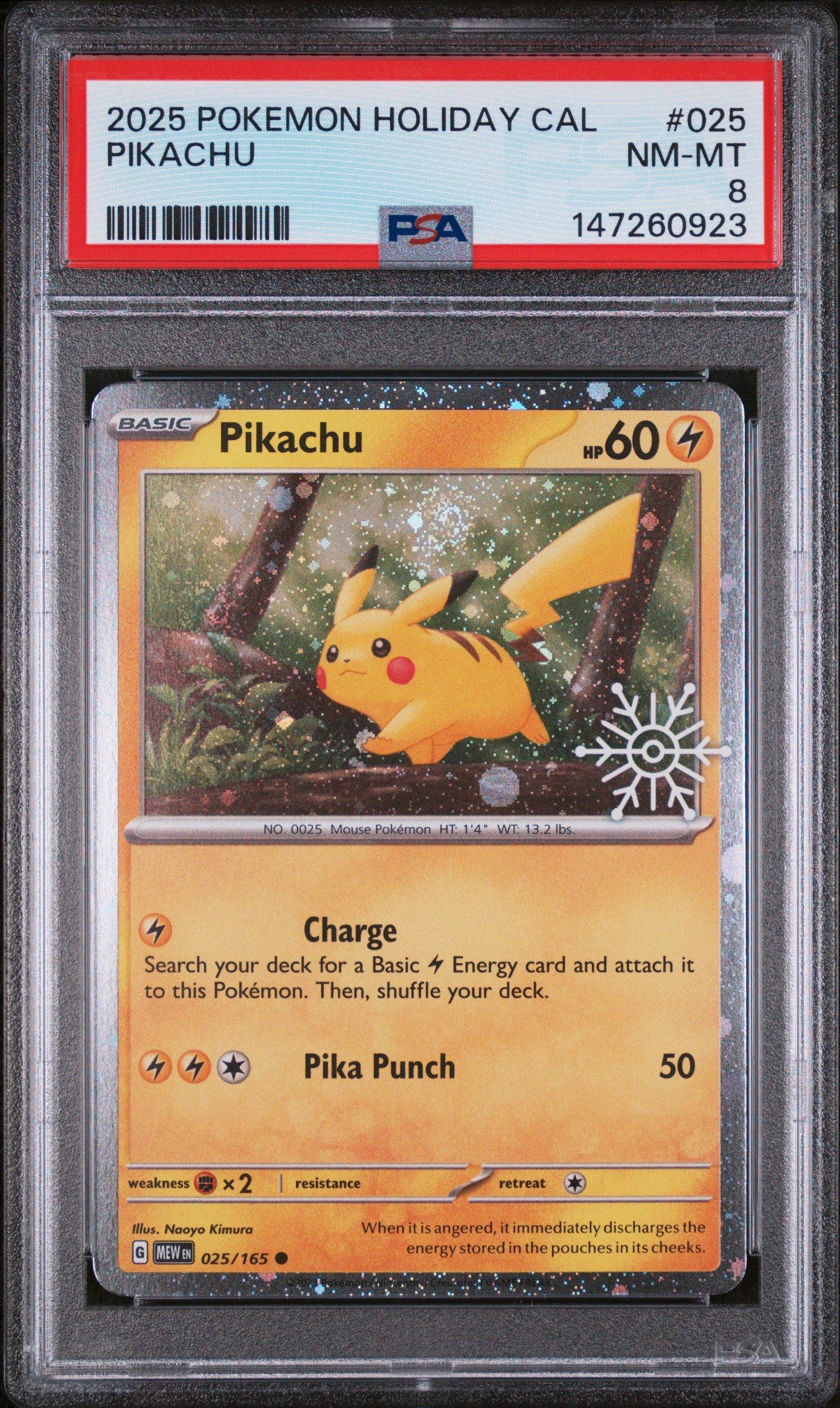2025 Pokemon Holiday Calendar 025 Pikachu PSA 8 Graded Card | GameStop