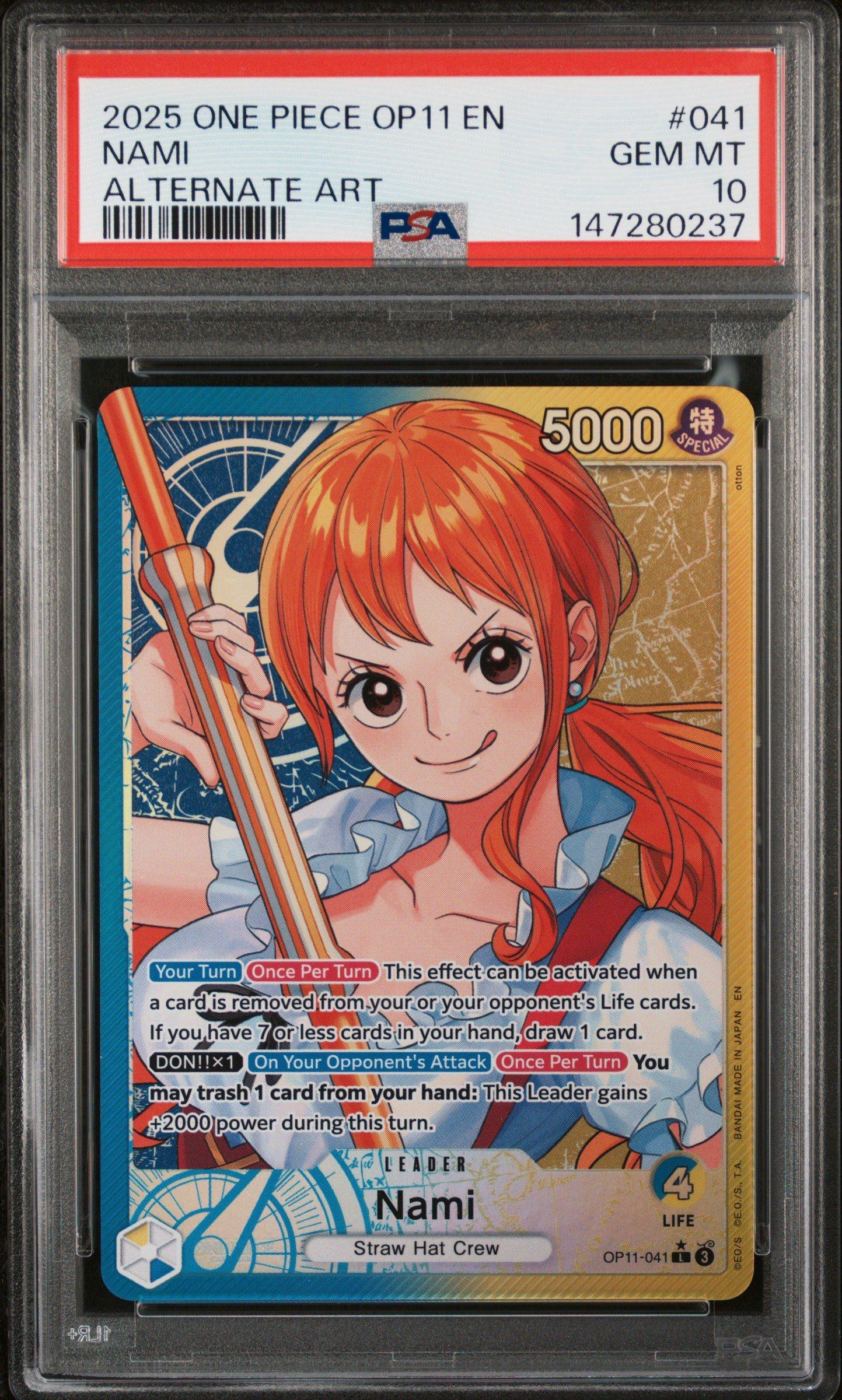 psa10 オペレーター　つぐみ 2025 One Piece Op11-a Fist Of Divine Speed 041 Nami Alternate Art
