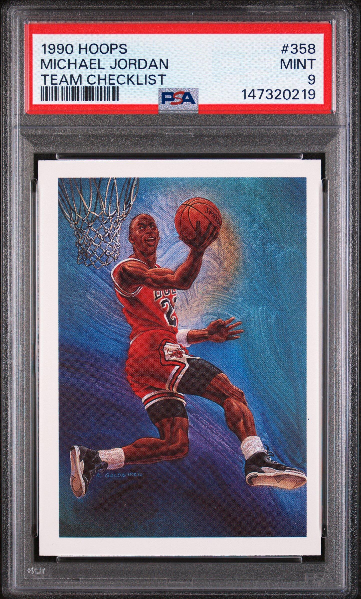 1990 Hoops 358 Michael Jordan Team Checklist PSA 9 Graded Card