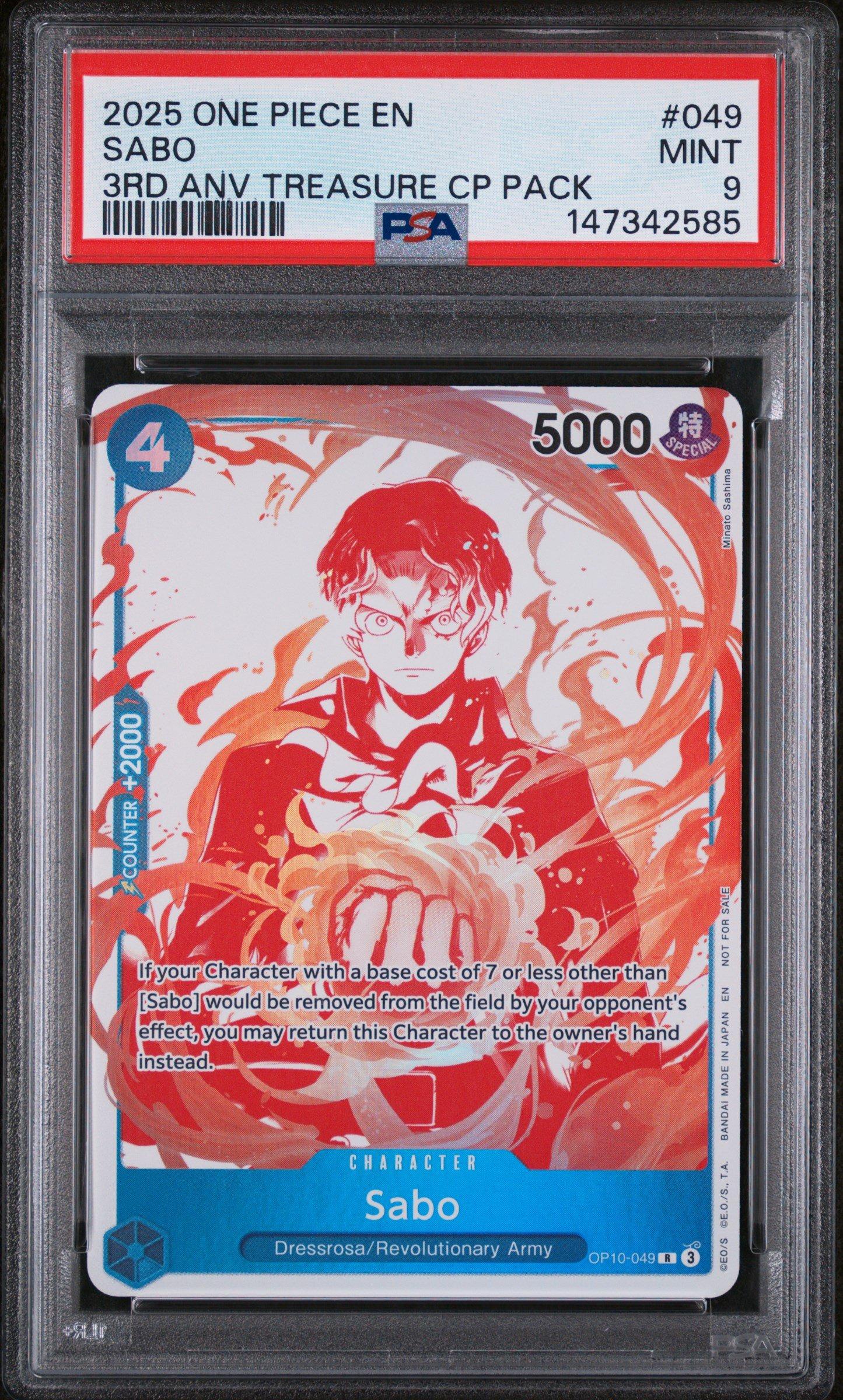 【PSA9】ワンピースカードゲーム サボ 2nd 3rd anniversary 2025 One Piece 3rd Anniversary! One Piece Card Treasure Campaign
