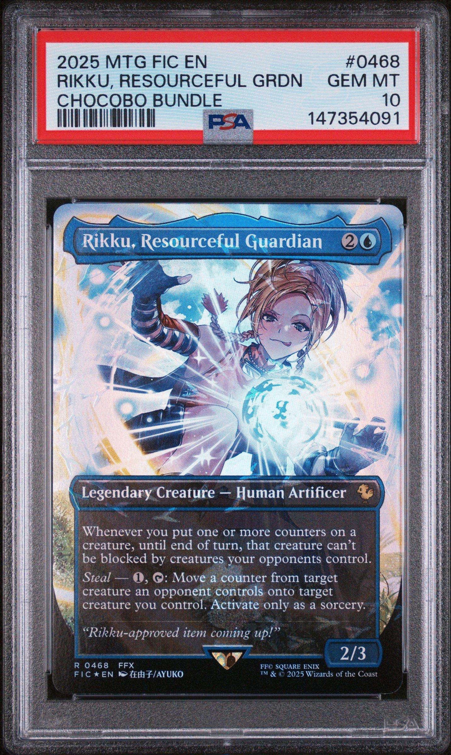 2025 Magic The Gathering Final Fantasy Commander 0468 Rikku, Resourceful Guardian Chocobo Bundle PSA 10