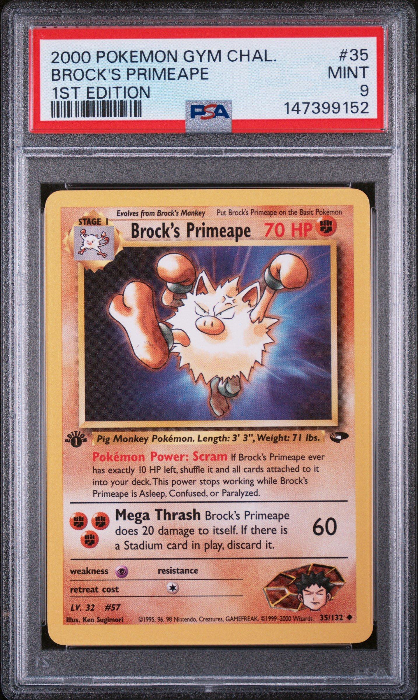 2000 Pokemon Gym Challenge 35 Brock's Primeape 1st Edition PSA 9