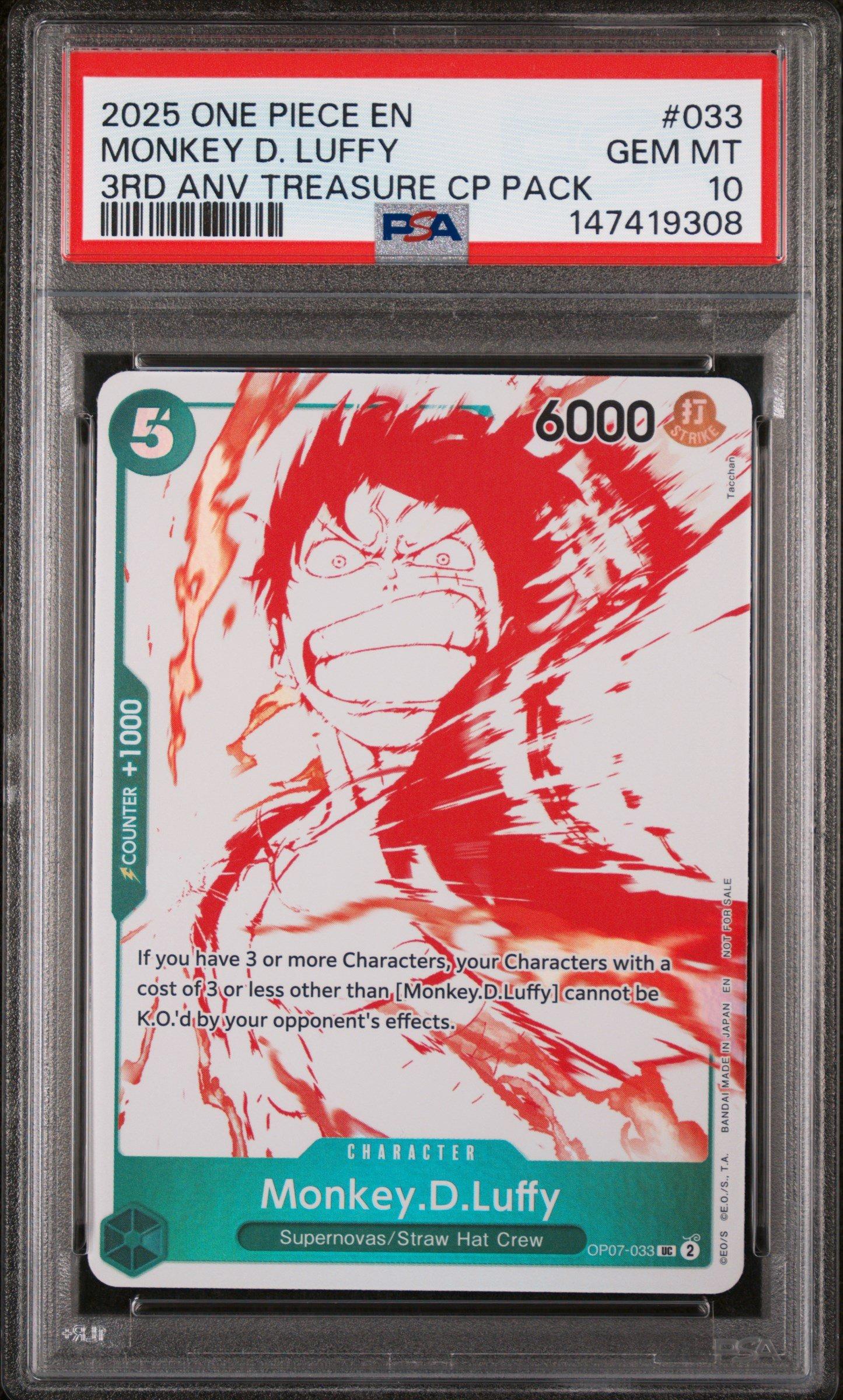 ONE PIECEカード 3rd anniversary PSA10 +サプライ 2025 One Piece 3rd Anniversary! One Piece Card Treasure Campaign