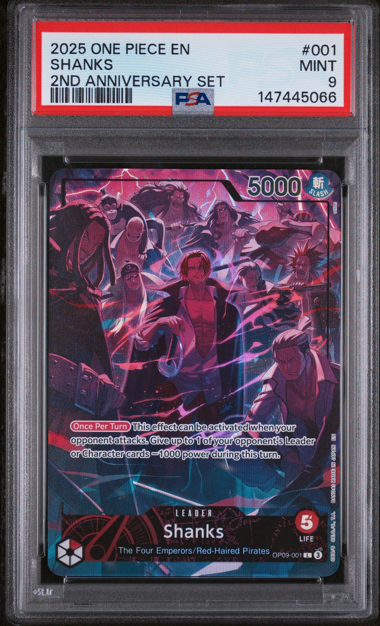 2025 One Piece English Version 2nd Anniversary Set 001 Shanks PSA