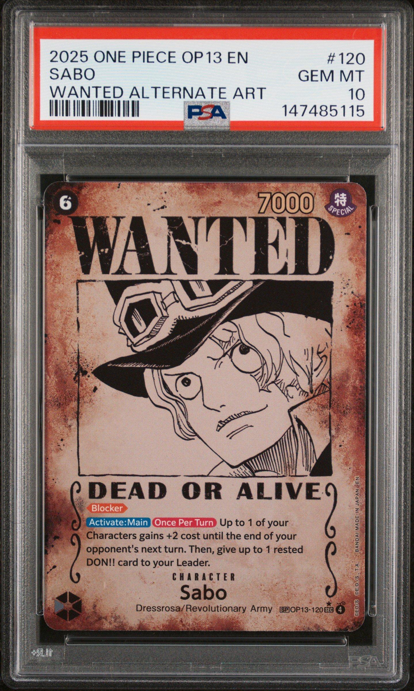 2025 One Piece Op13-carrying On His Will 120 Sabo Wanted Alternate