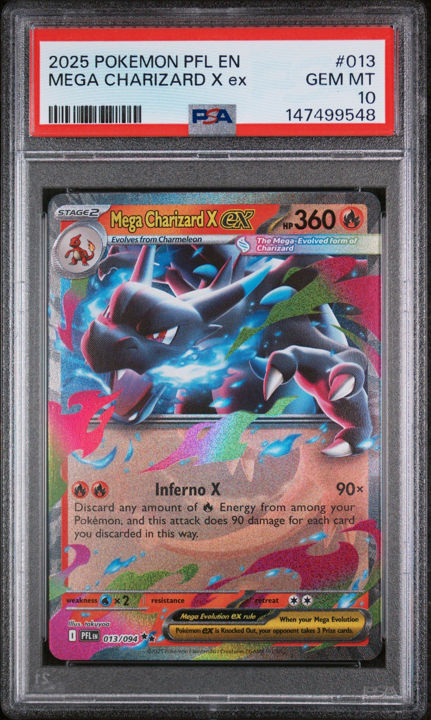 2025 Pokemon Pfl En-phantasmal Flames 013 Mega Charizard X Ex PSA