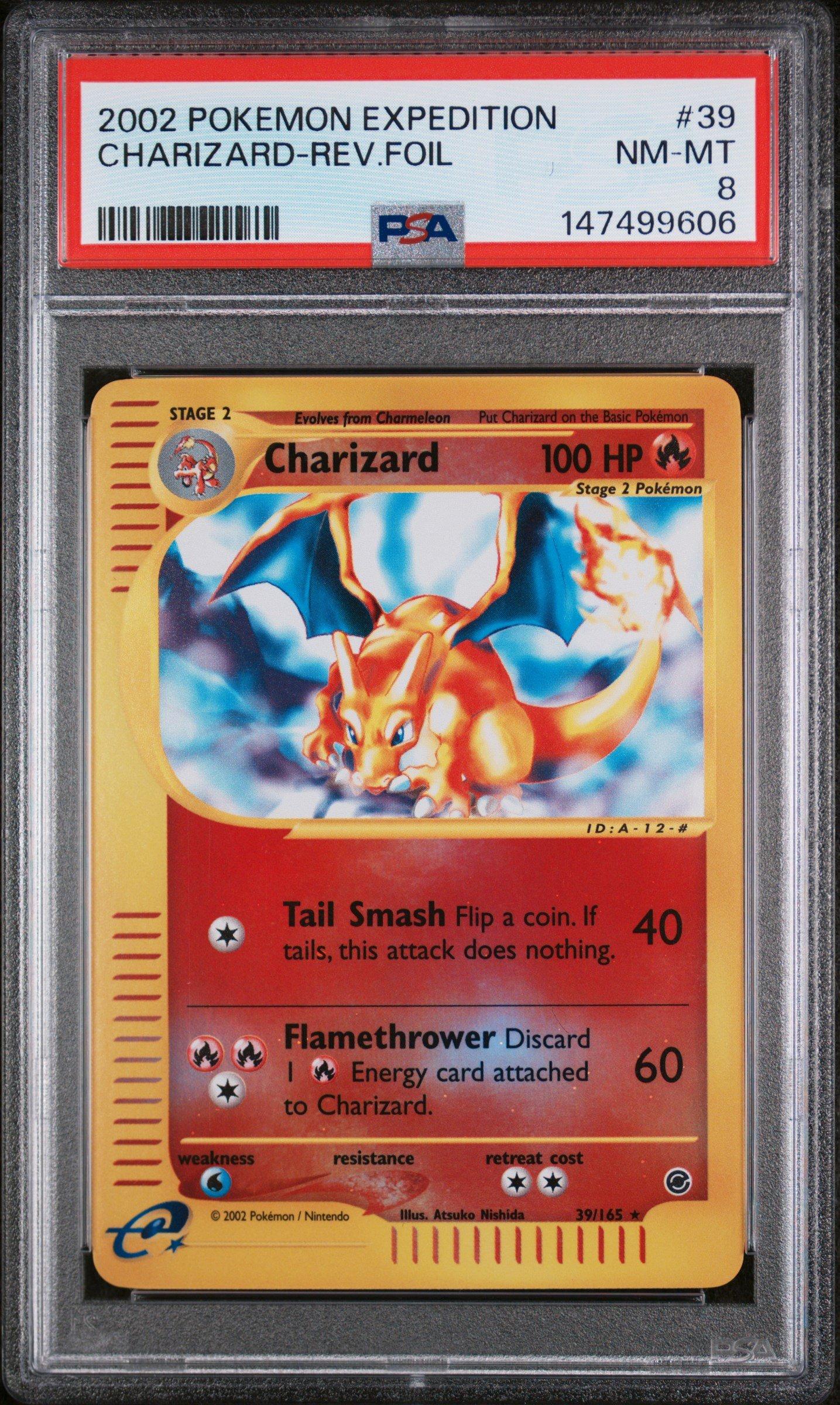 2002 Pokemon Expedition 39 Charizard-reverse Foil PSA 8 Graded