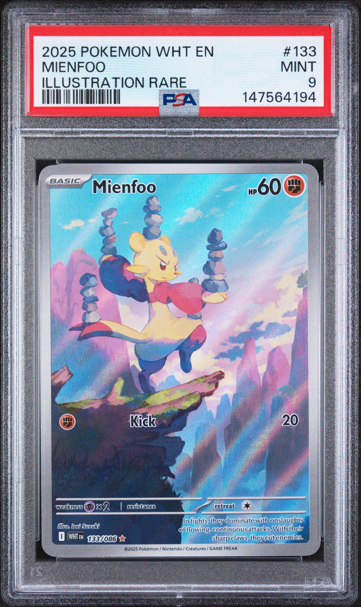 2025 Pokemon Wht En-white Flare 133 Mienfoo Illustration Rare PSA 9