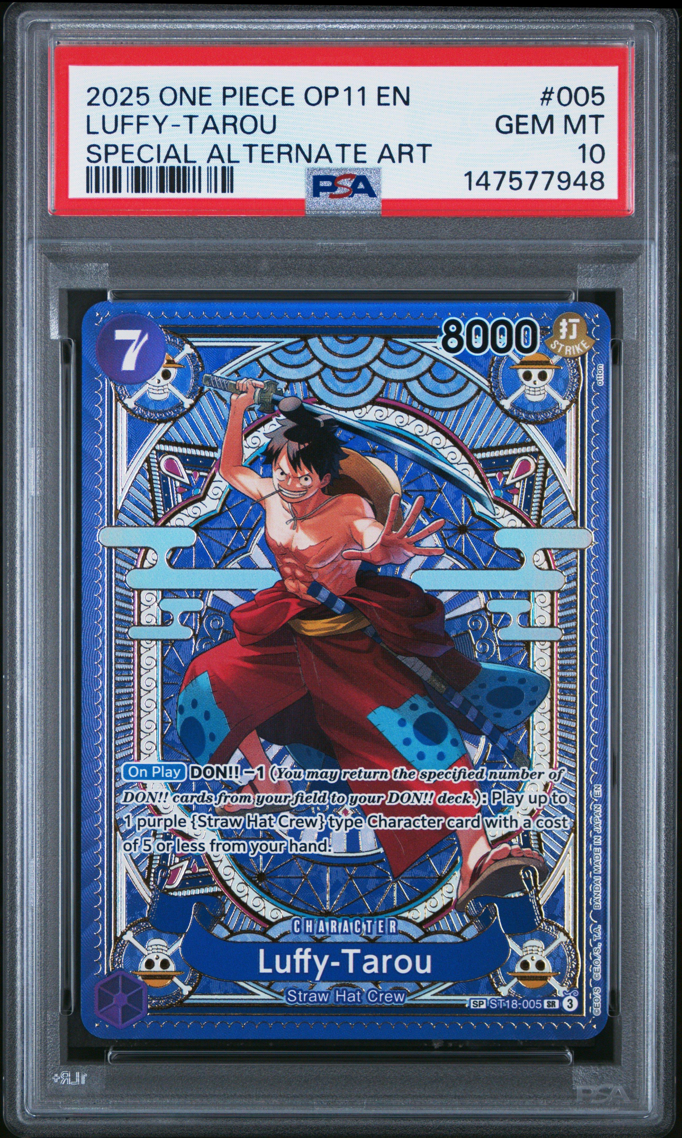 【PSA10】ルフィ太郎 OP11-005 ワンピースカード 2025 One Piece Op11-a Fist Of Divine Speed 005 Luffy-tarou Special