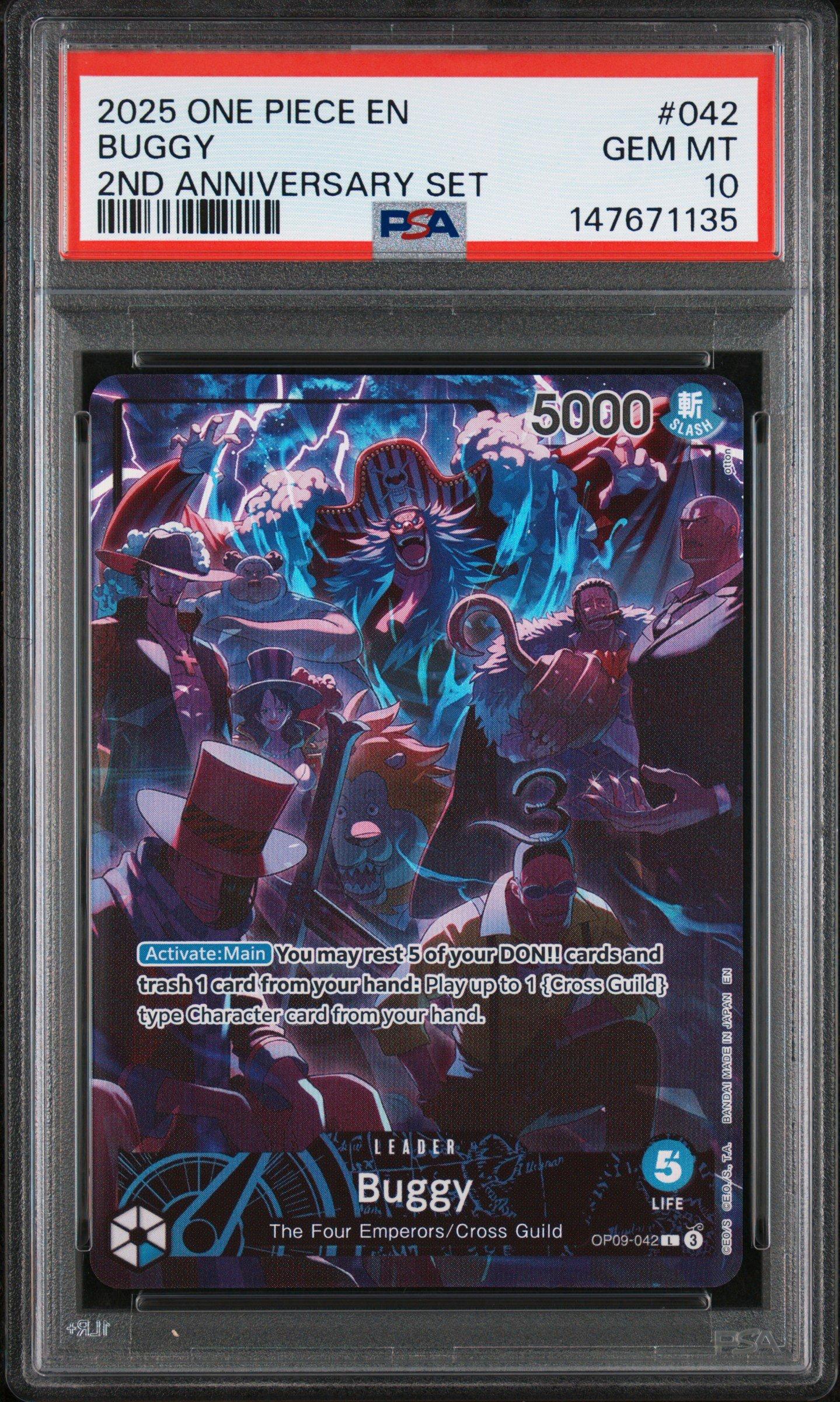 2025 One Piece English Version 2nd Anniversary Set 042 Buggy PSA