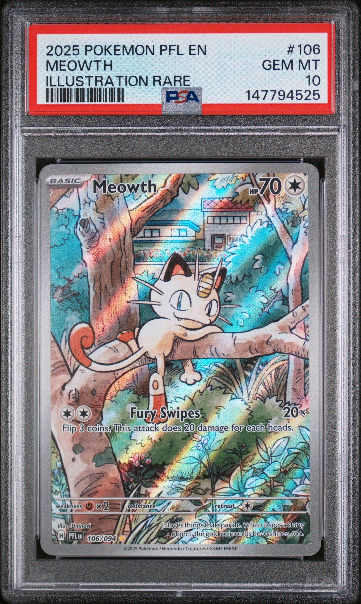 ★PSA10★【ニャース/タルカ】2025 MEOWTH 2025 Pokemon Pfl En-phantasmal Flames 106 Meowth Illustration Rare