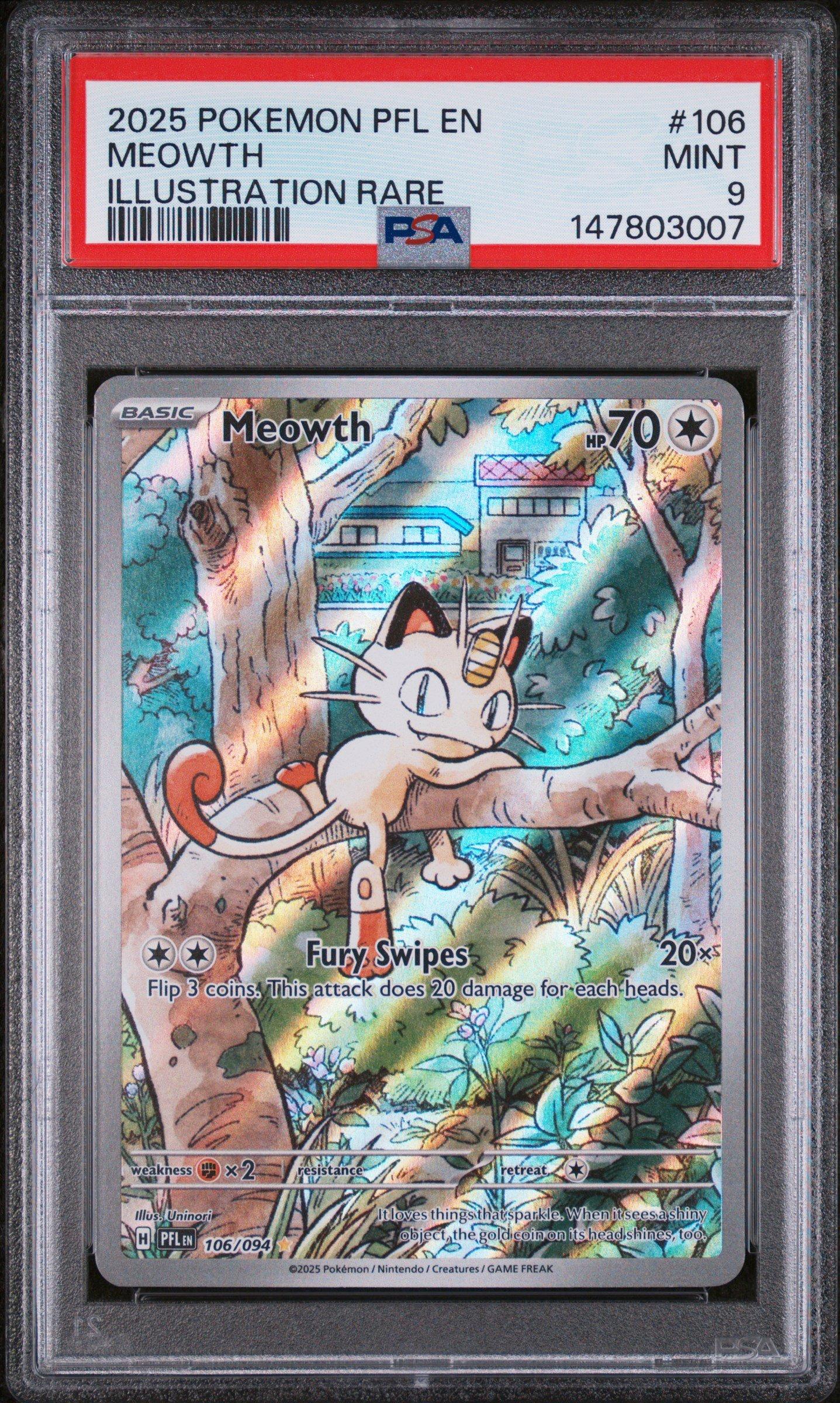 【PSA9】ニャースAR Phantasmal Flames 英語版 IR 2025 Pokemon Pfl En-phantasmal Flames 106 Meowth Illustration Rare