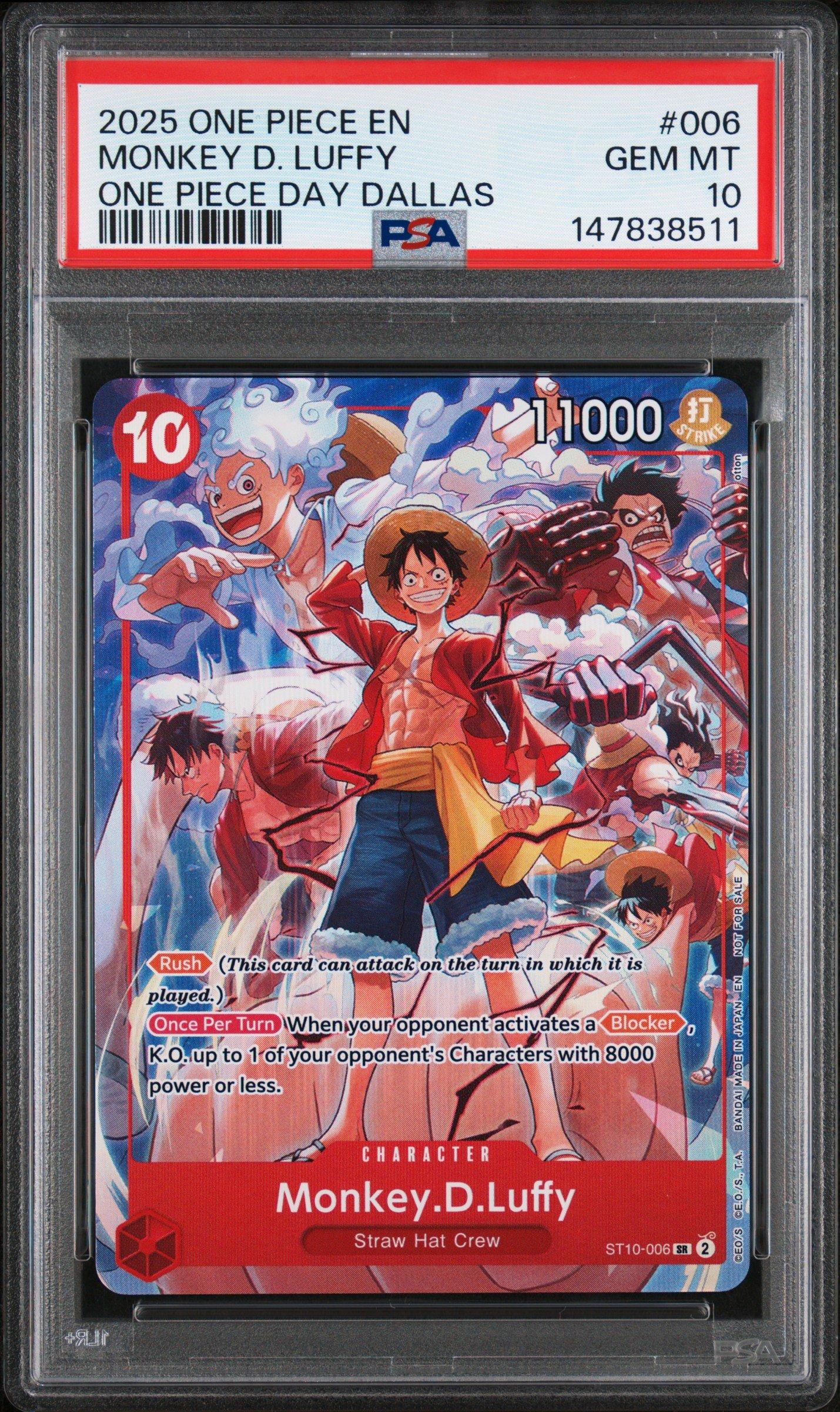 2025 One Piece Promos 006 Monkey D. Luffy One Piece Day Dallas PSA