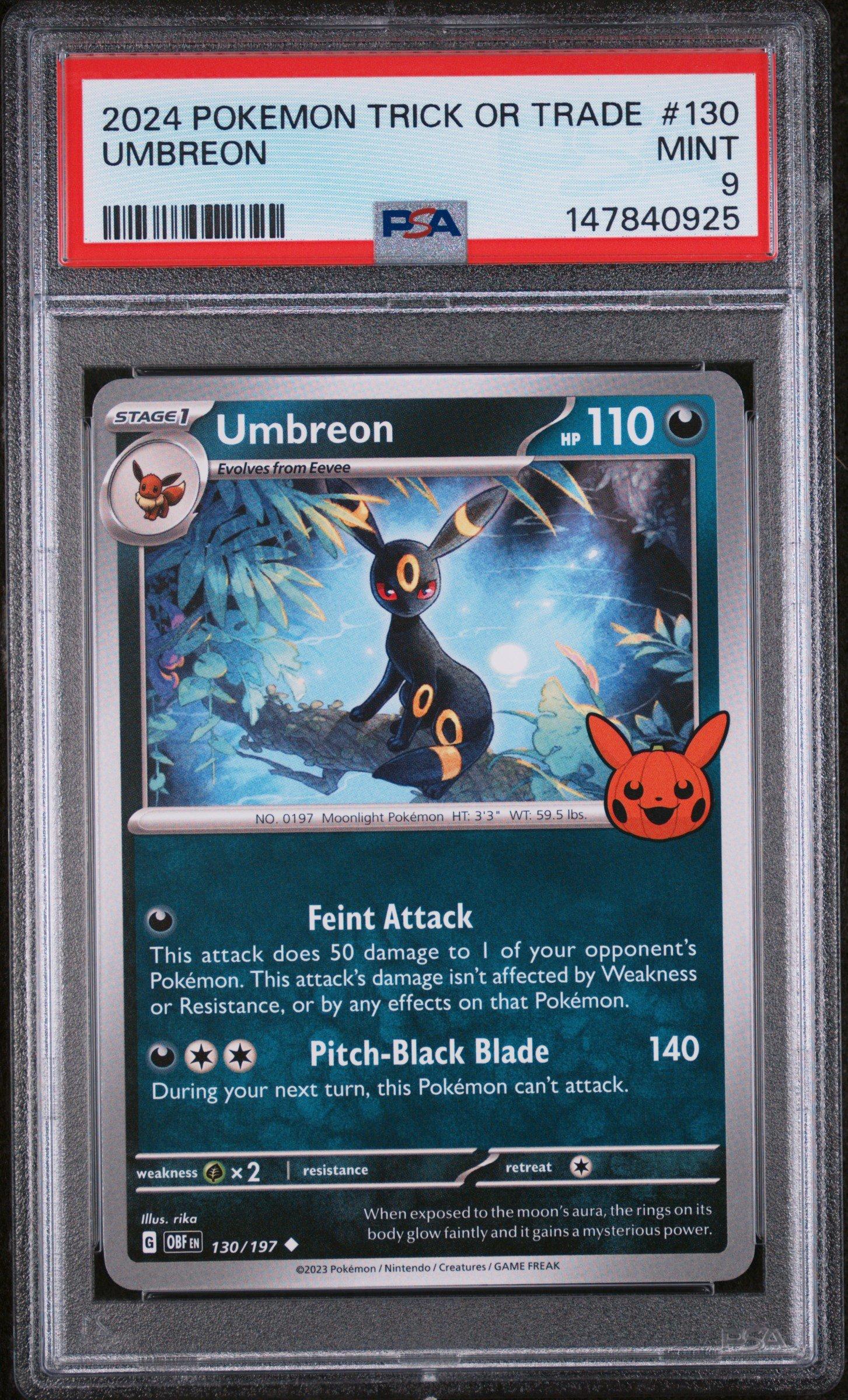 pokemon trick or trade 2024 rare cards 130 Umbreon PSA 9 Graded Card Pokemon Trick Or Trade 2024