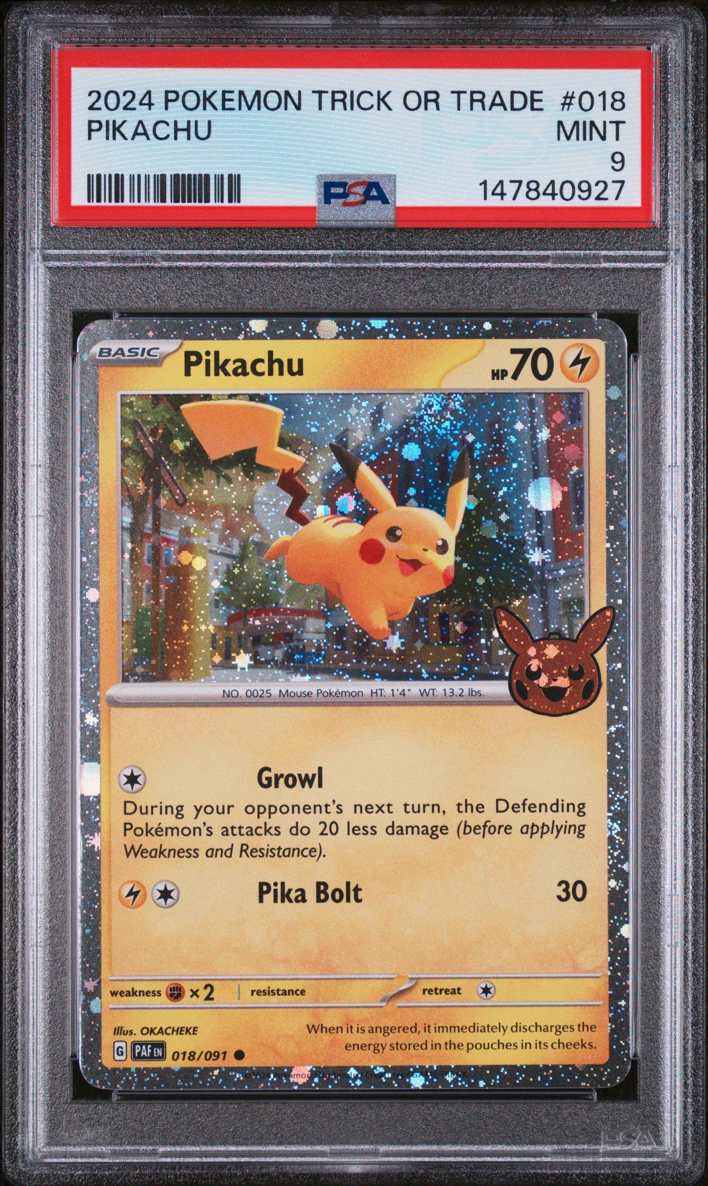 2024 Pokemon Trick Or Trade 018 Pikachu PSA 9 Graded Card | GameStop