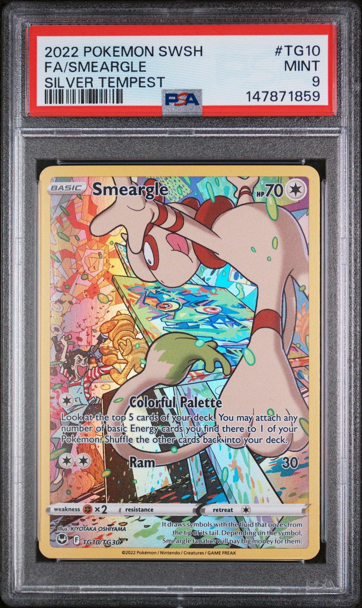 2022 Pokemon Sword & Shield Silver Tempest Tg10 Full Art/smeargle PSA 9