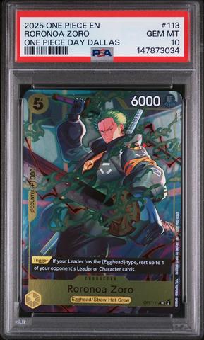 ドラゴンボールカード Psa10 2025 ONE PIECE Roronoa Zoro 2025 One Piece Promos 113 Roronoa Zoro One Piece Day Dallas PSA 10