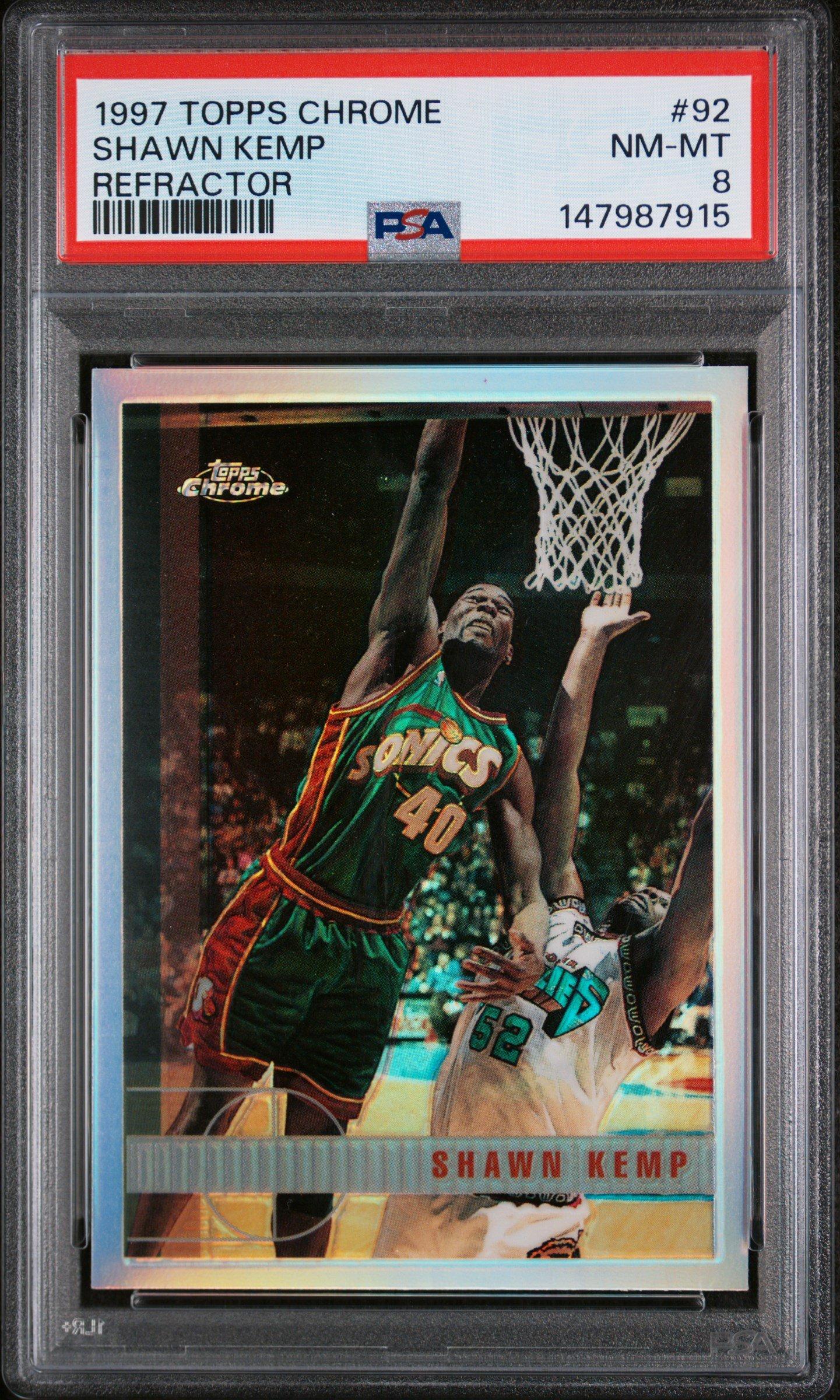 1997 Topps Chrome 92 Shawn Kemp Refractor PSA 8